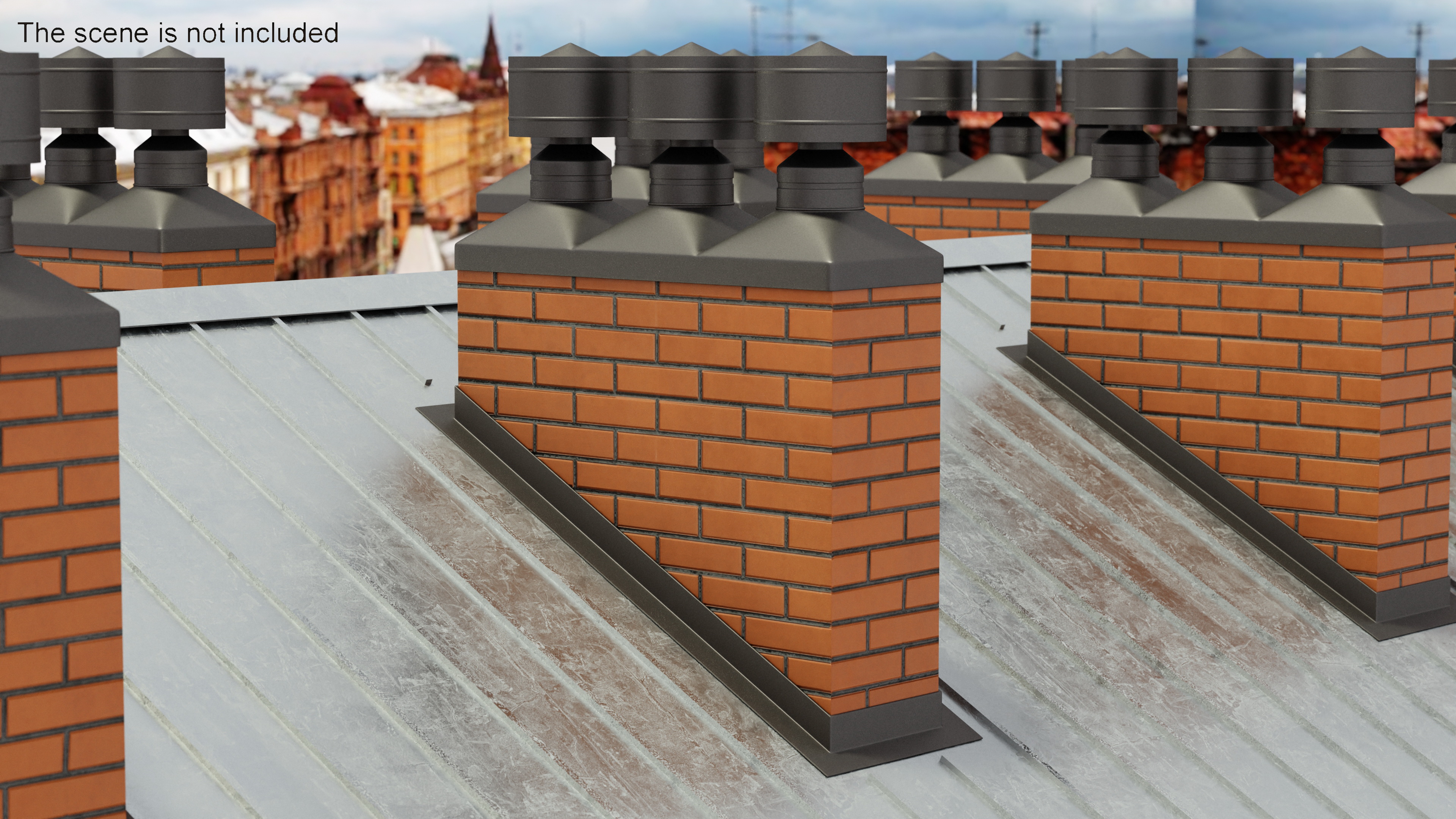 Triple Brick Chimney Corner Base 3D