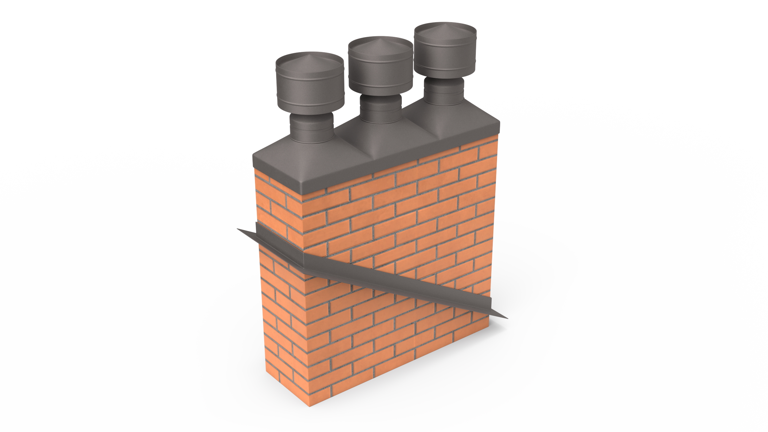 Triple Brick Chimney Corner Base 3D