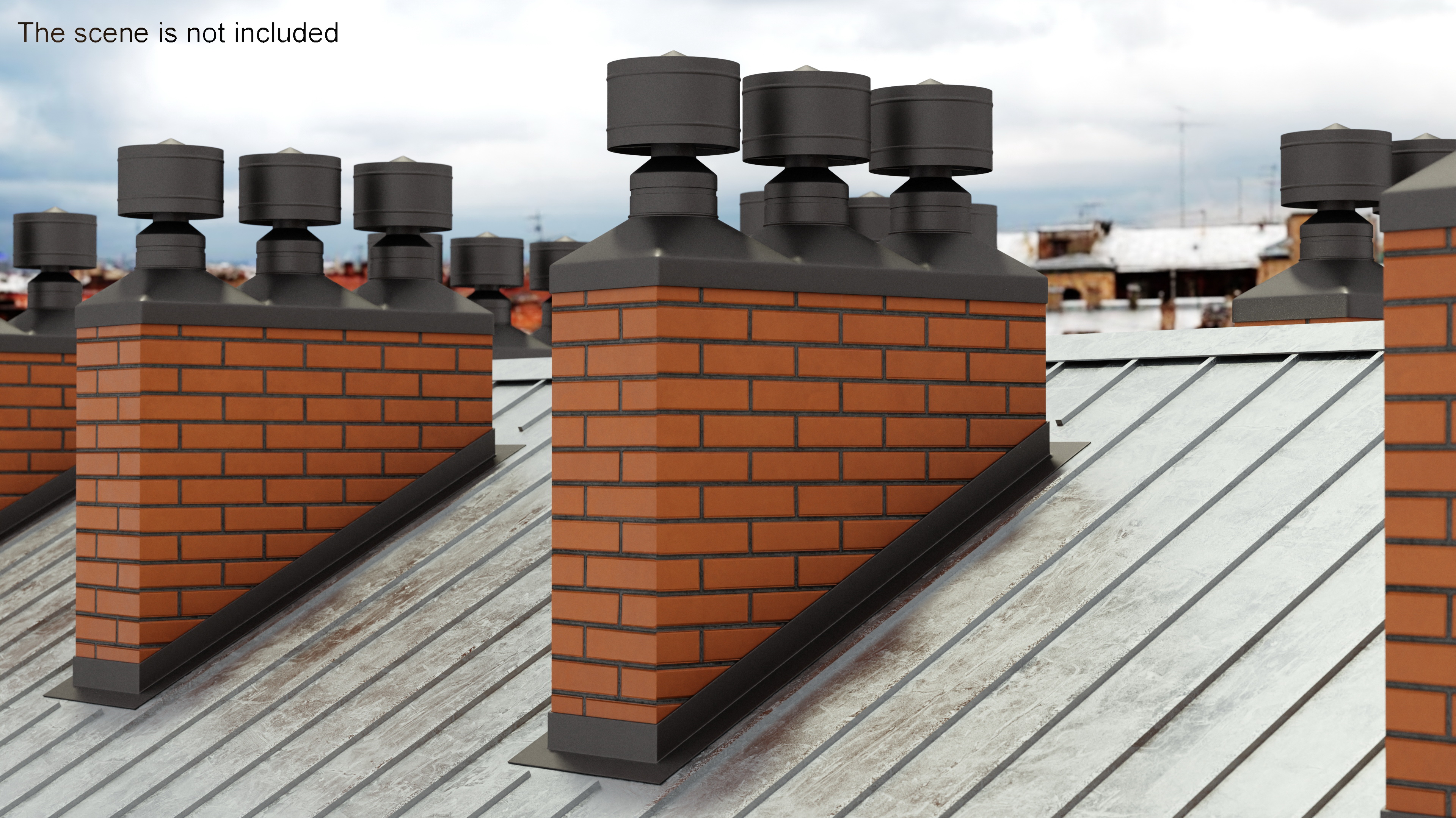 Triple Brick Chimney Corner Base 3D