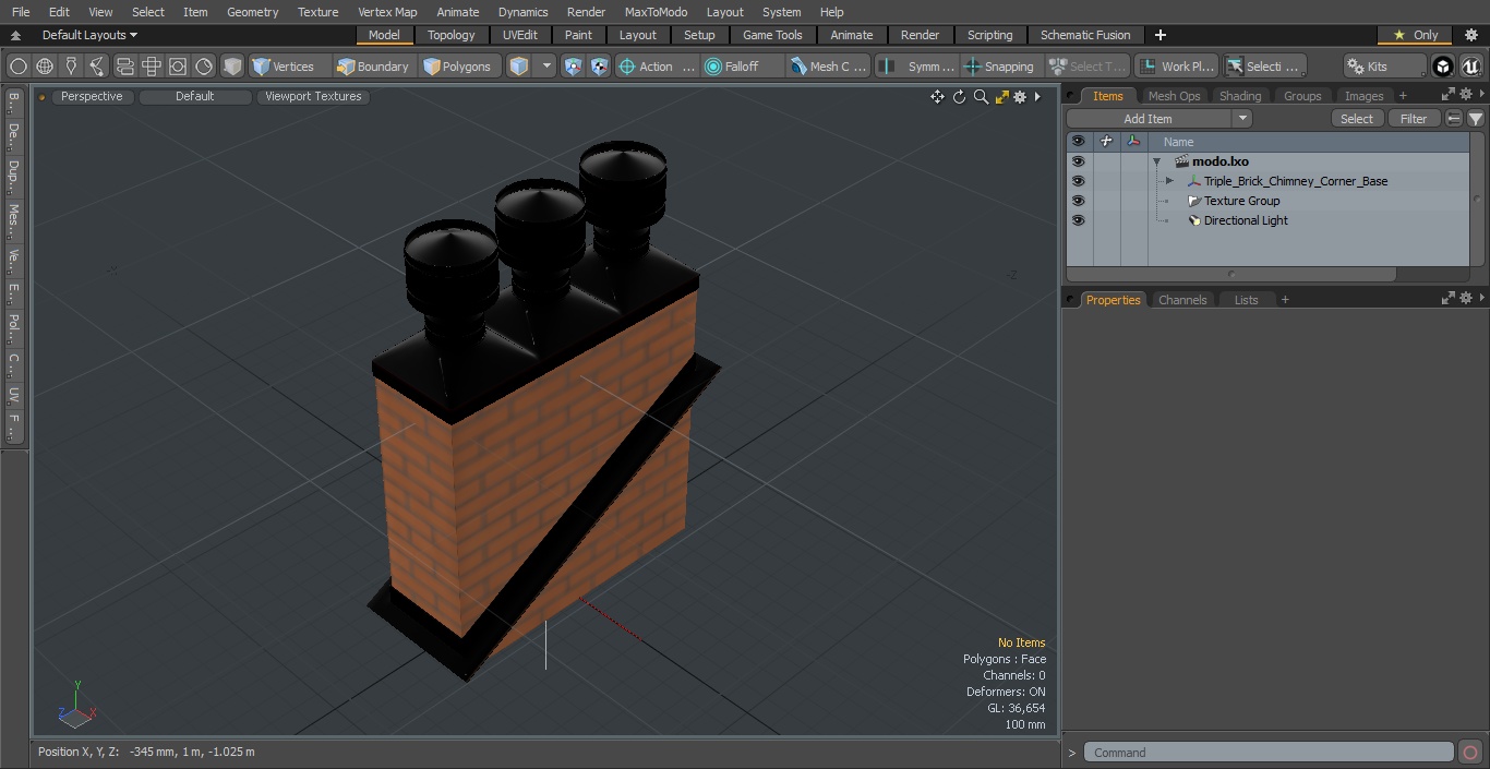 Triple Brick Chimney Corner Base 3D