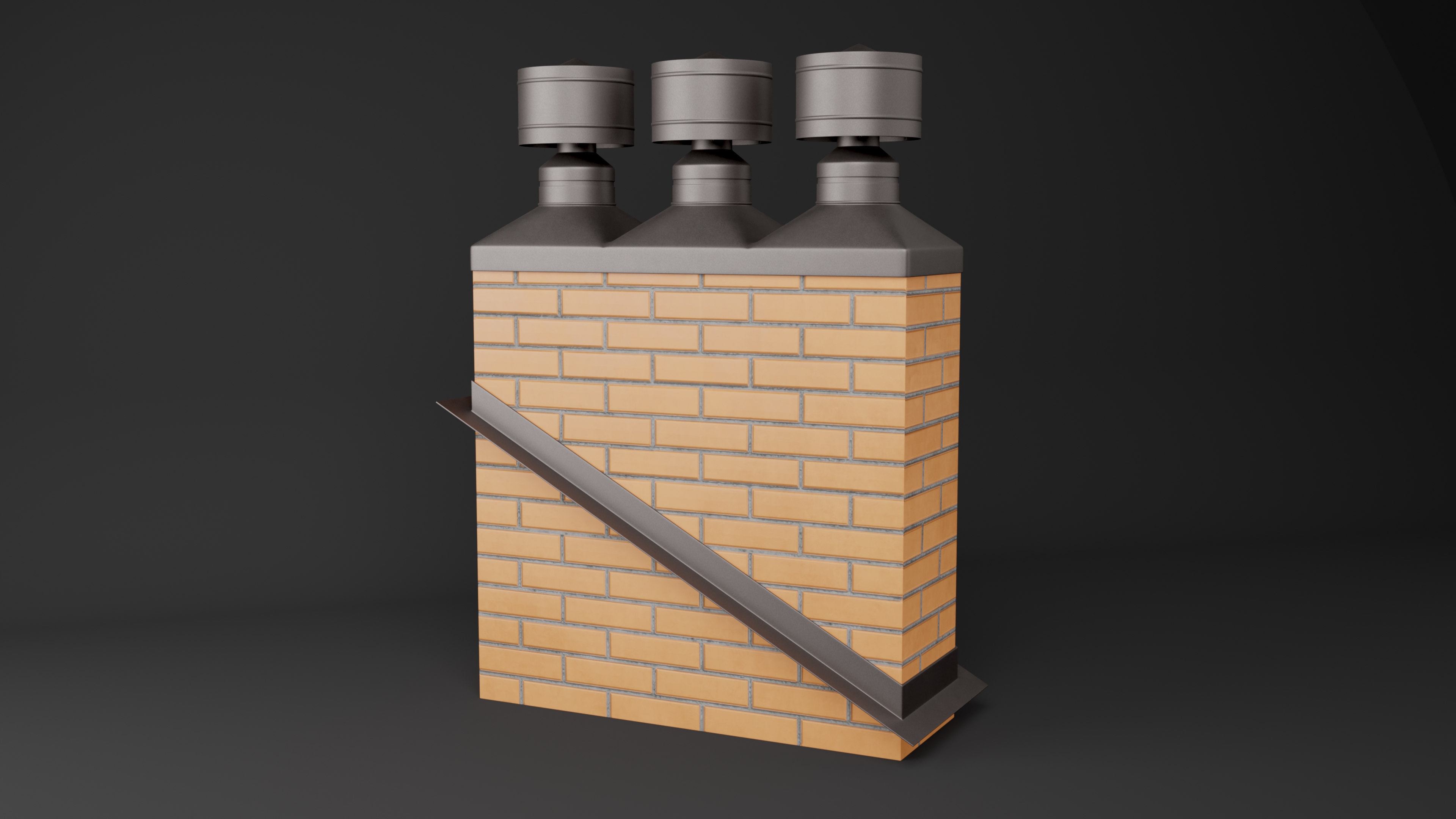 Triple Brick Chimney Corner Base 3D