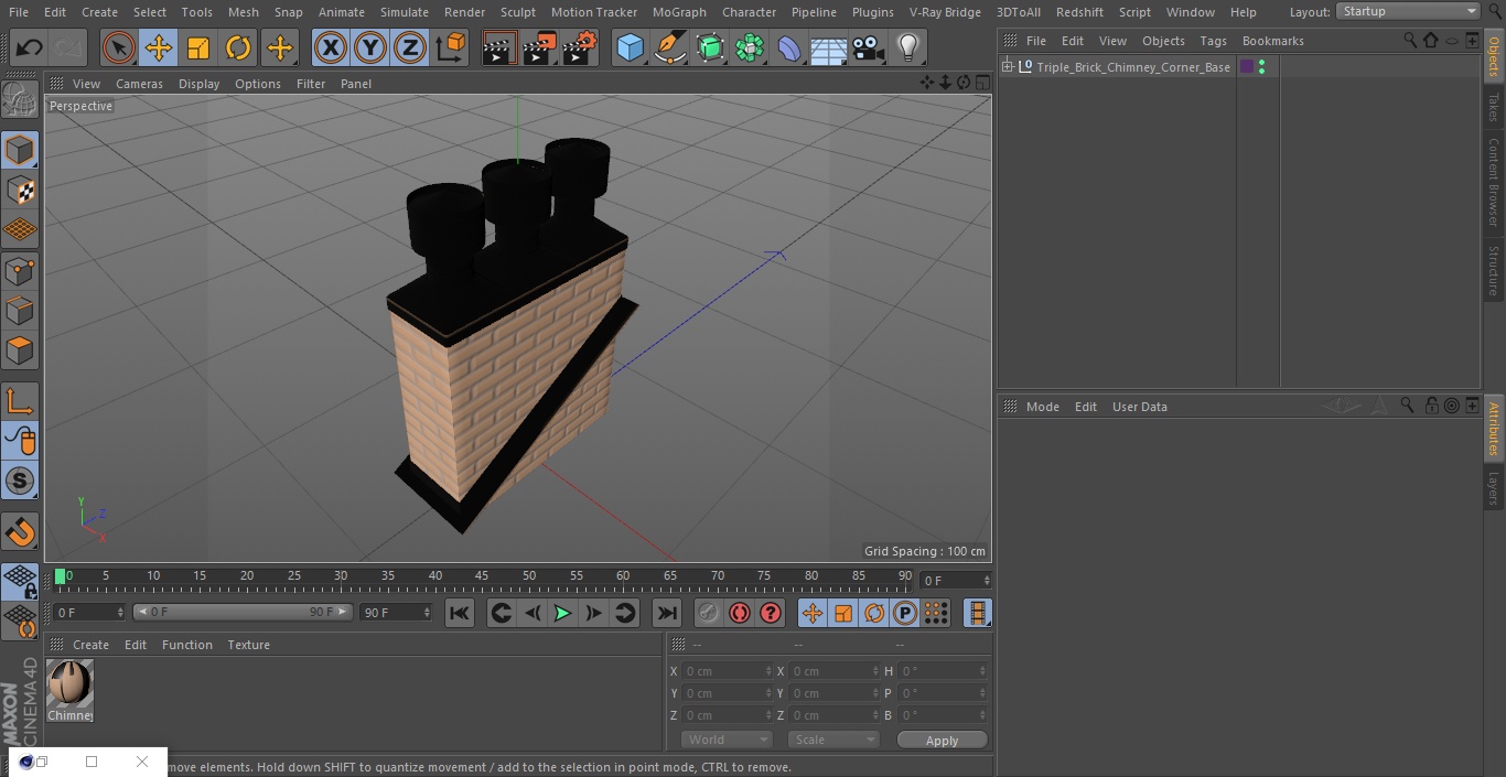 Triple Brick Chimney Corner Base 3D