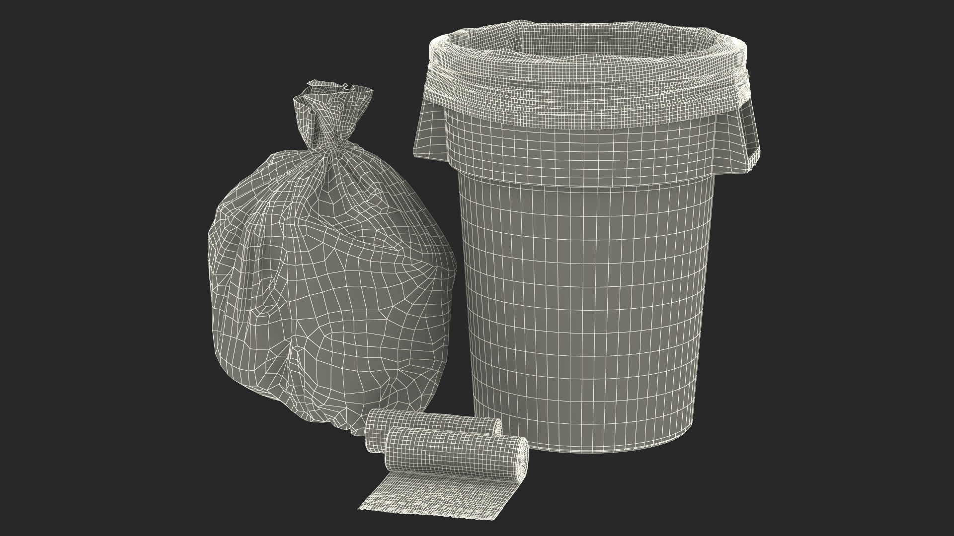 3D Black Trash Bags with Trash Bin