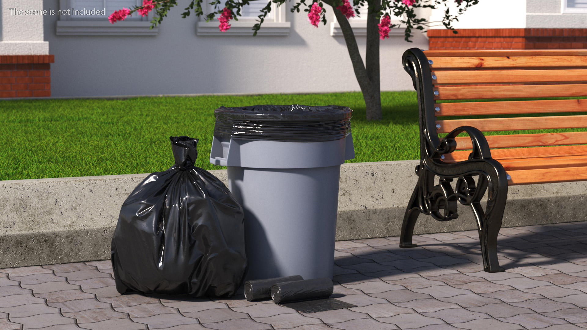 3D Black Trash Bags with Trash Bin