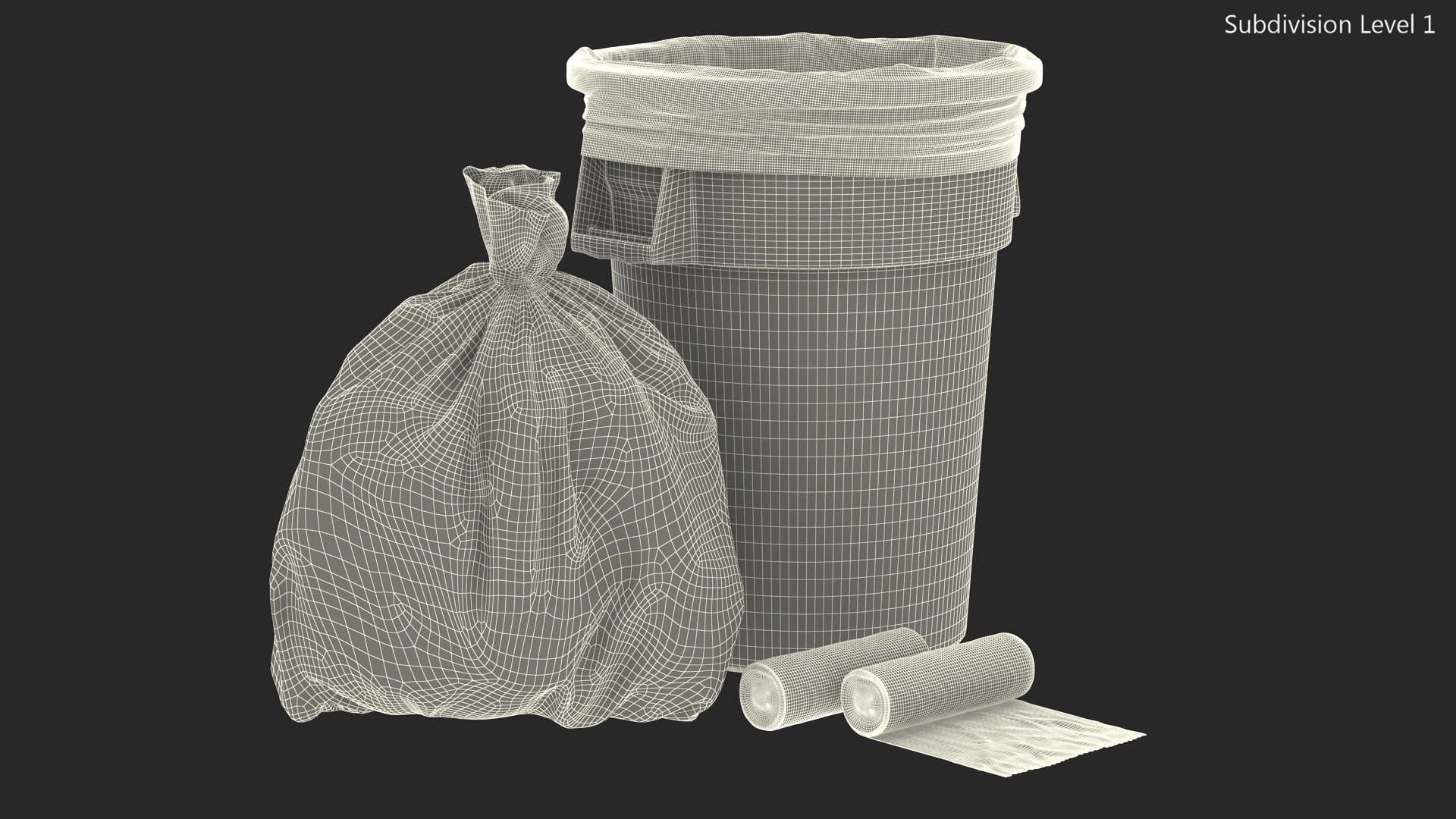 3D Black Trash Bags with Trash Bin