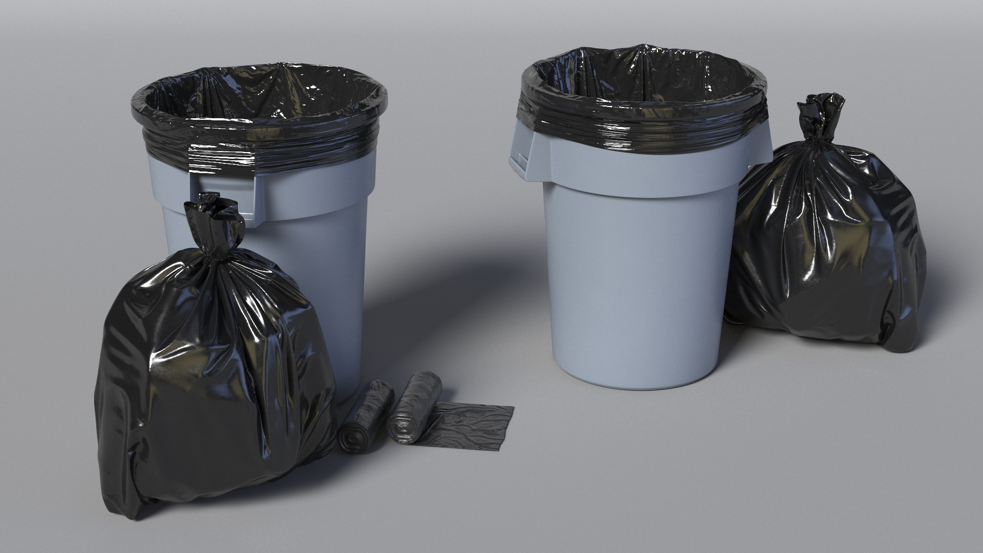 3D Black Trash Bags with Trash Bin