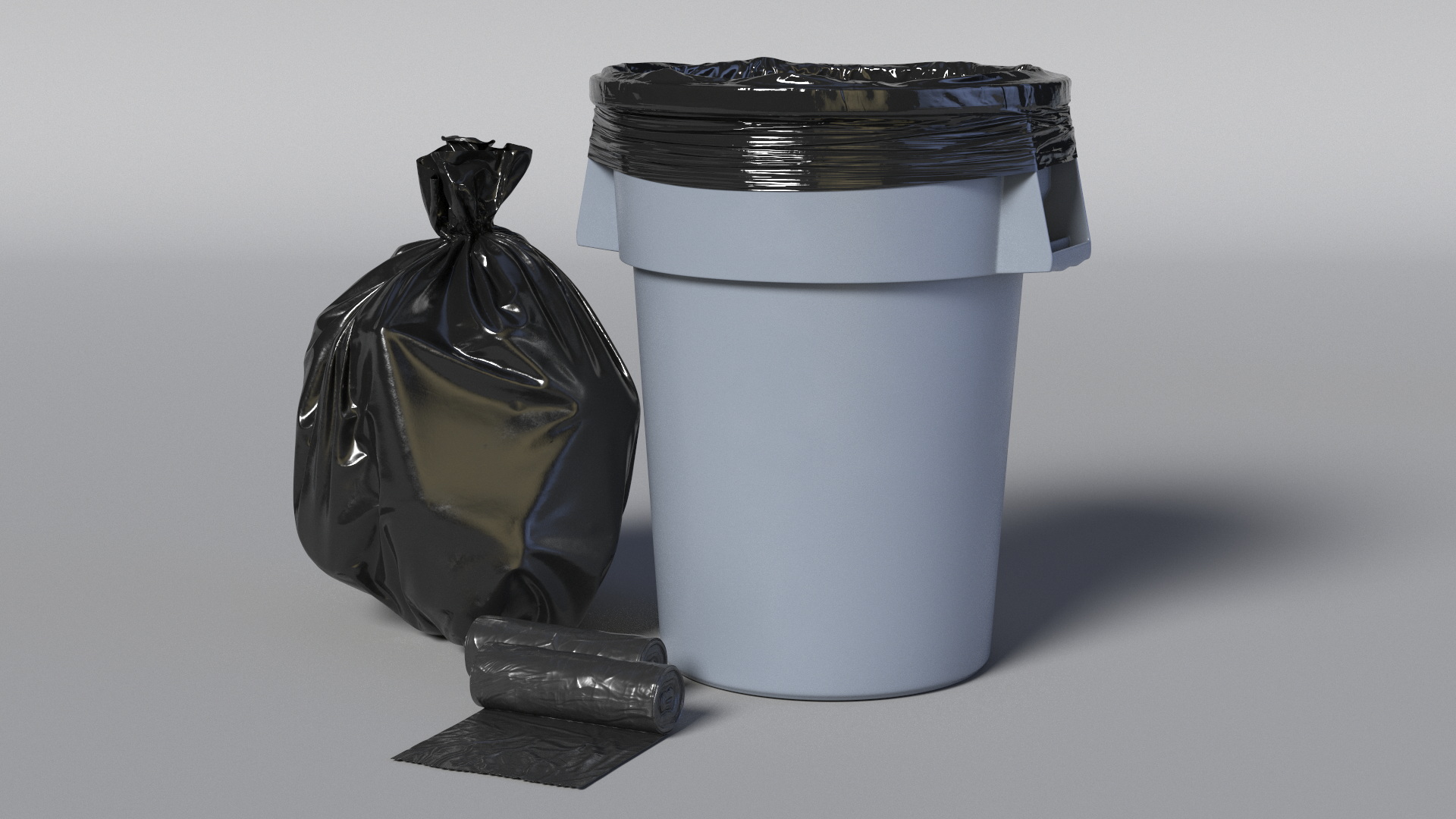 3D Black Trash Bags with Trash Bin