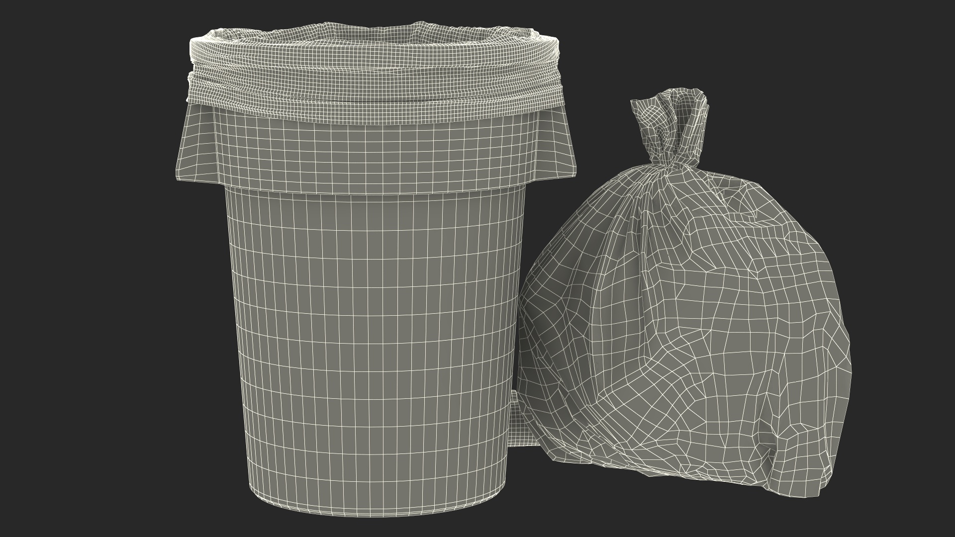 3D Black Trash Bags with Trash Bin