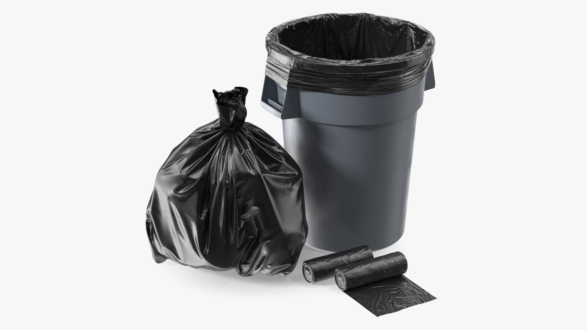 3D Black Trash Bags with Trash Bin