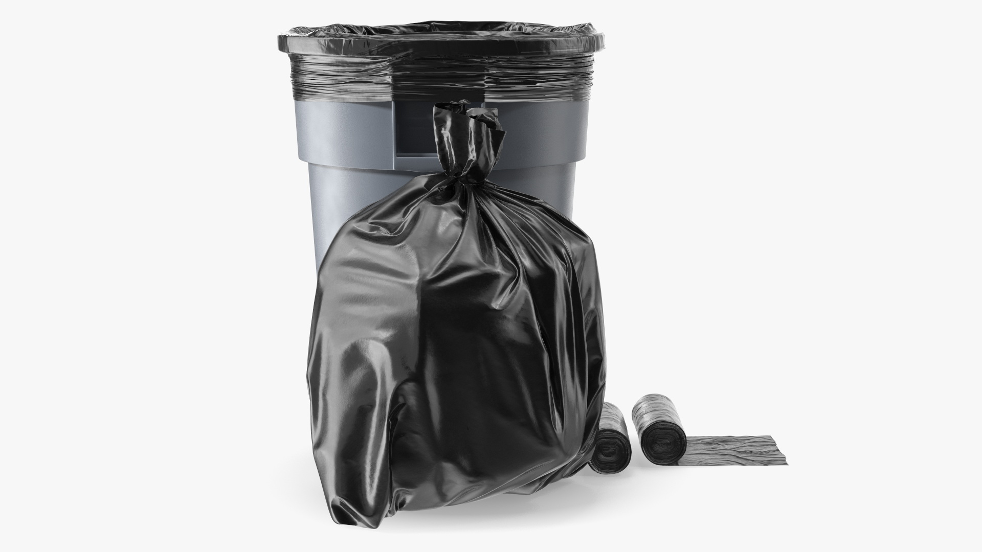 3D Black Trash Bags with Trash Bin