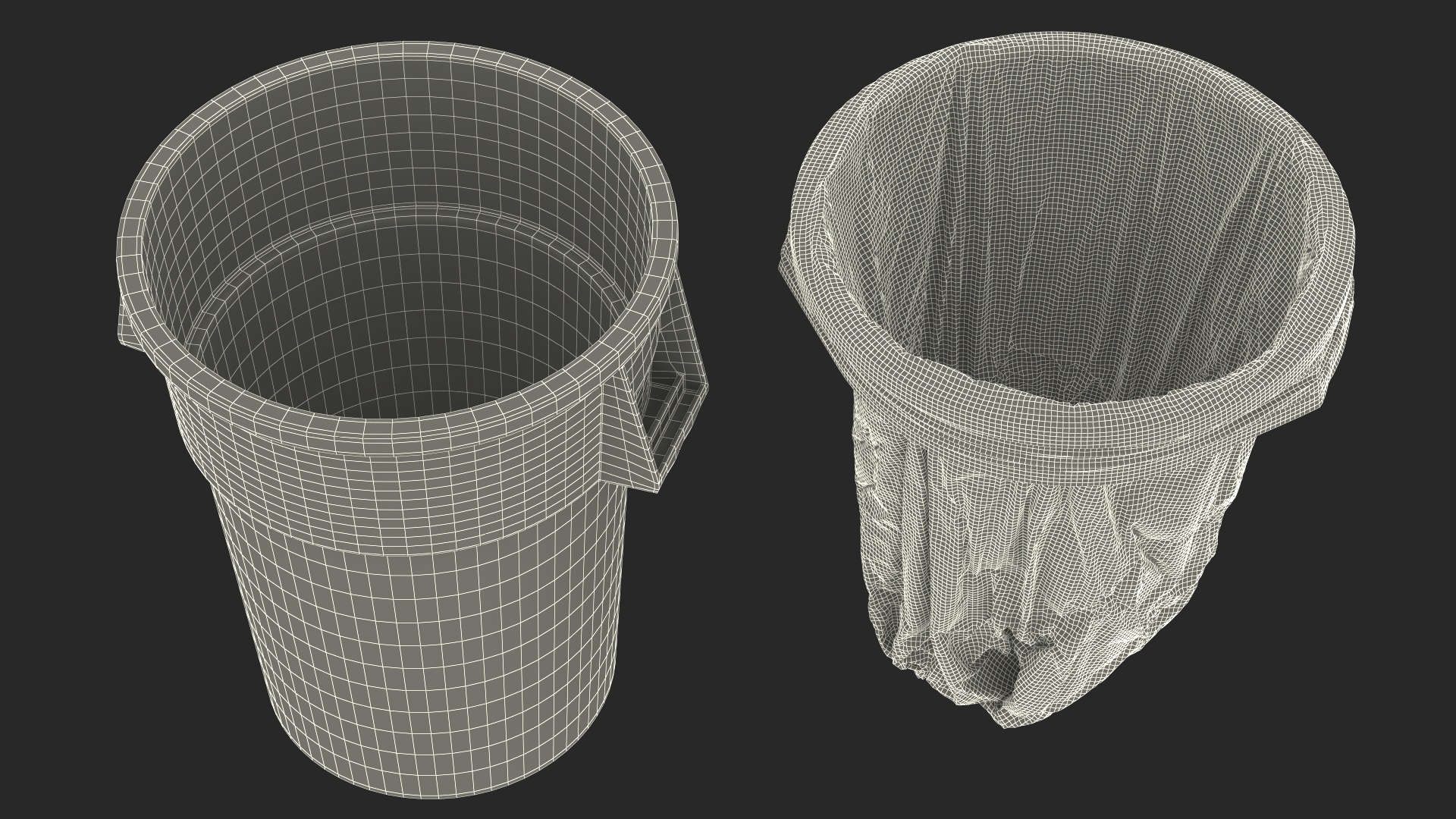 3D Black Trash Bags with Trash Bin