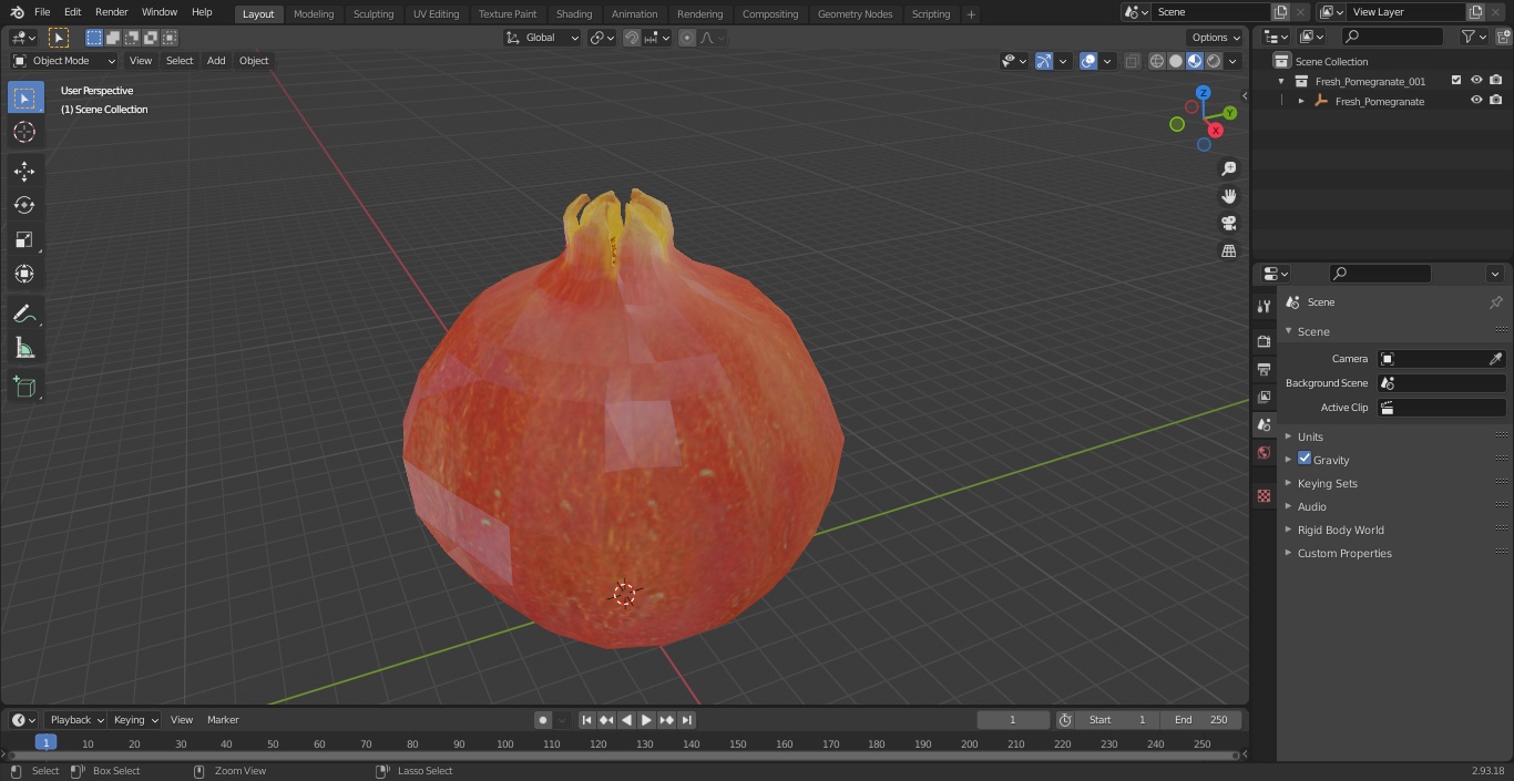 Fresh Pomegranate 3D