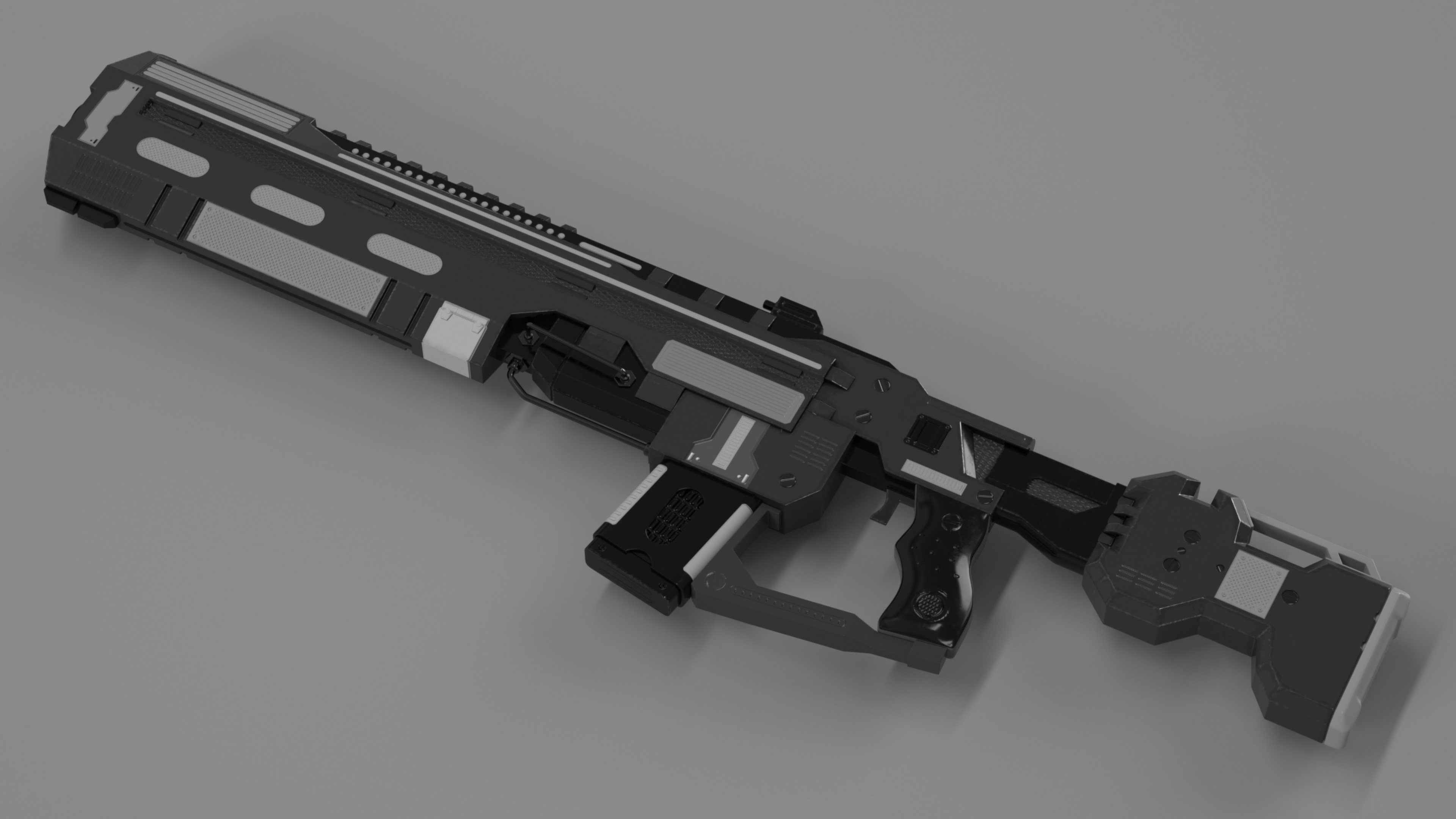 3D model Tactical Assault Rifle Sci Fi with Cartridge Black