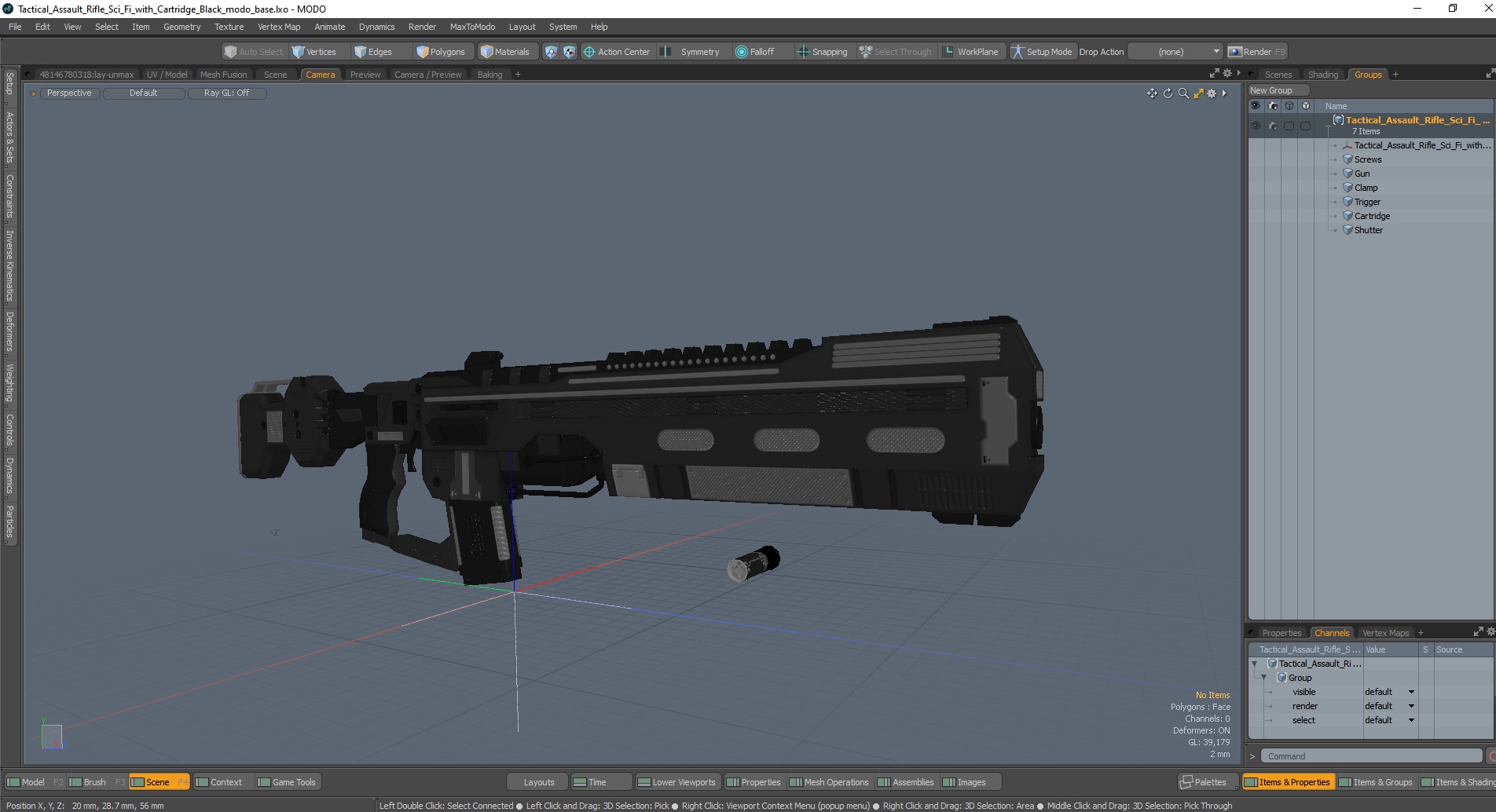 3D model Tactical Assault Rifle Sci Fi with Cartridge Black