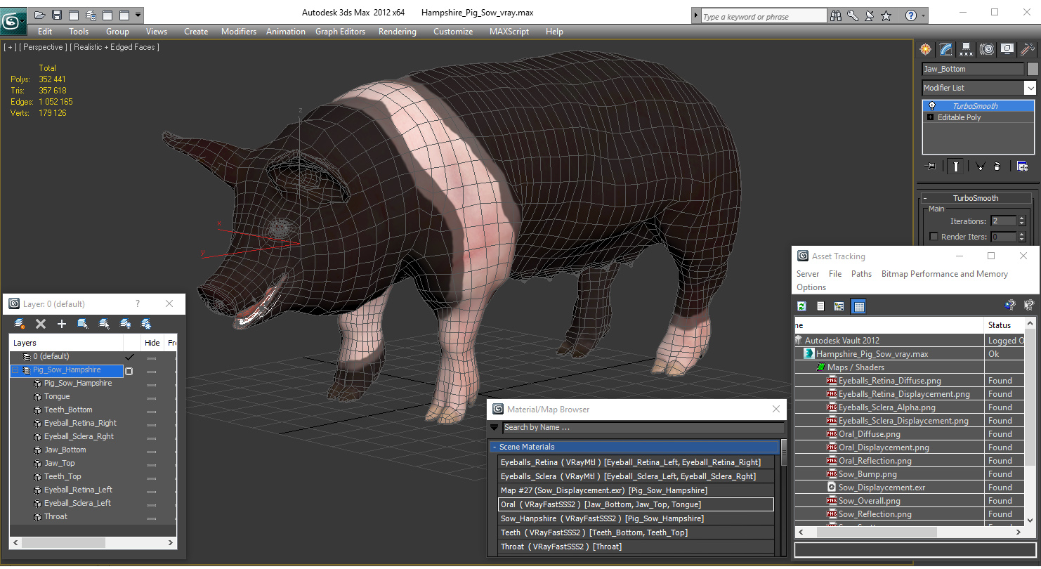 Hampshire Pig Sow 3D