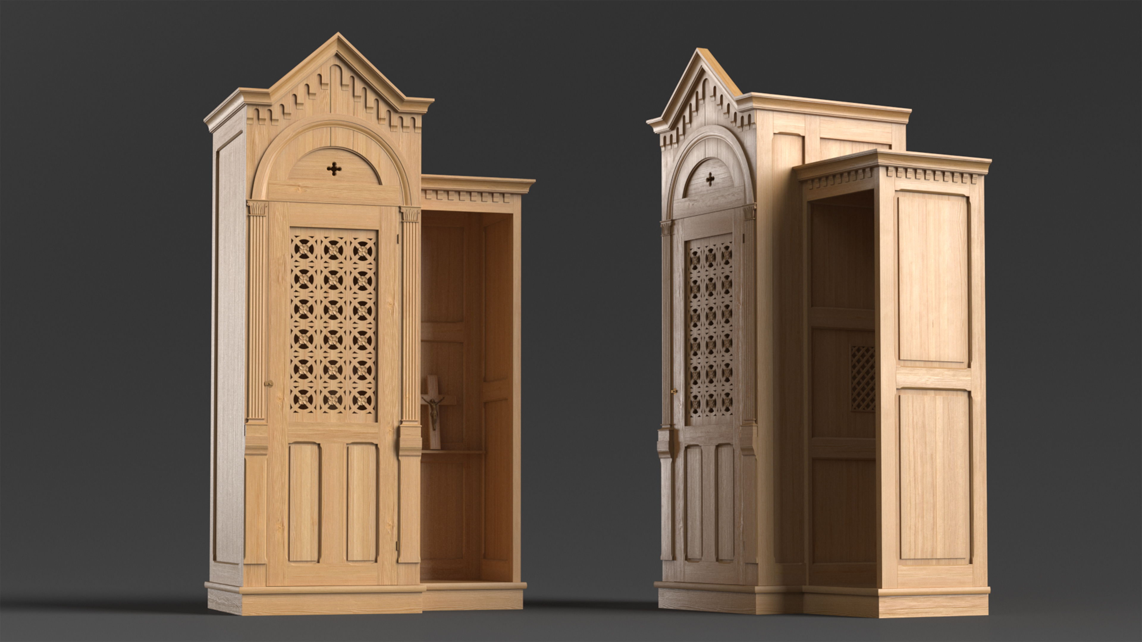 3D Confessional Aspen Wood model