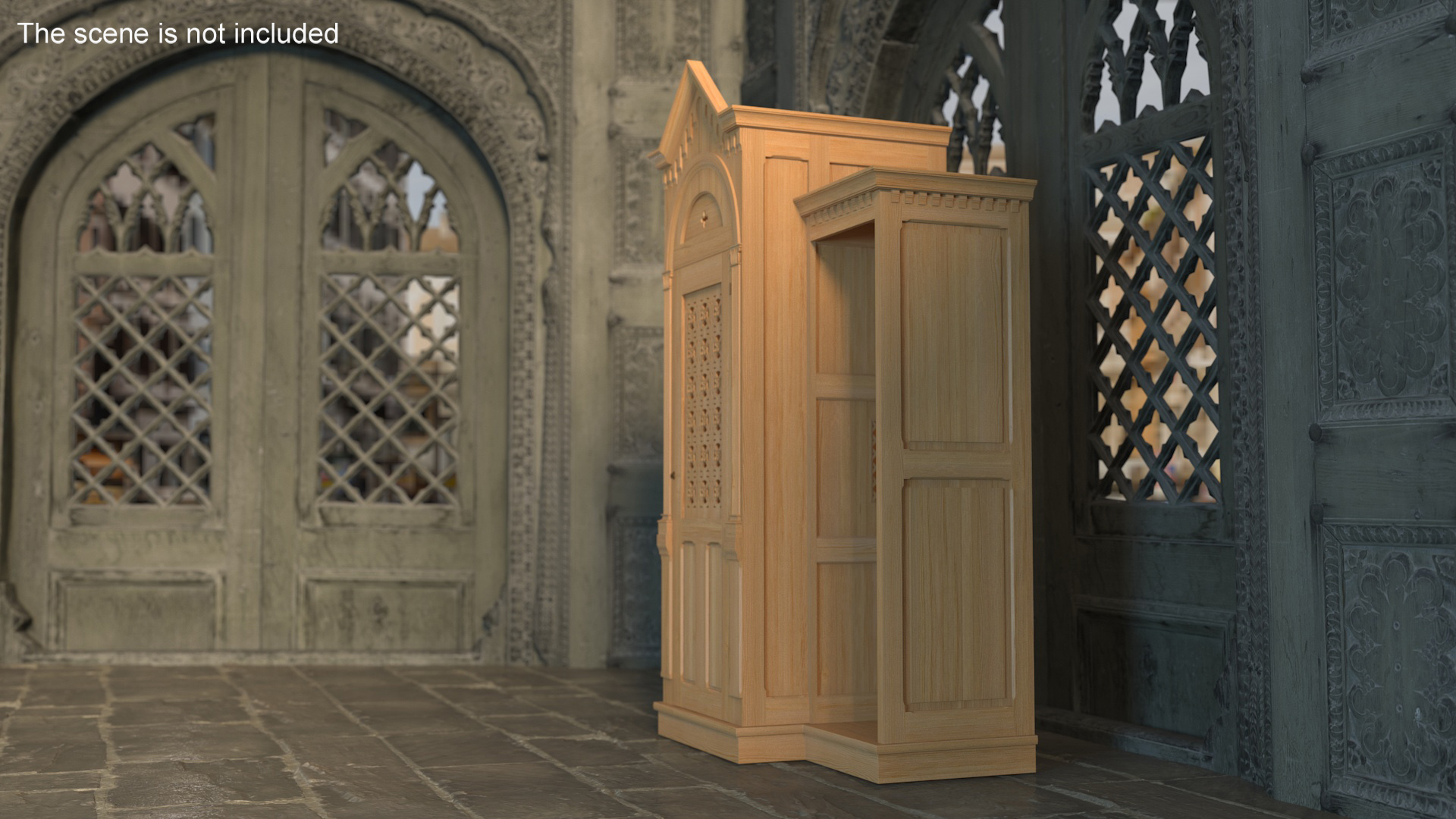 3D Confessional Aspen Wood model