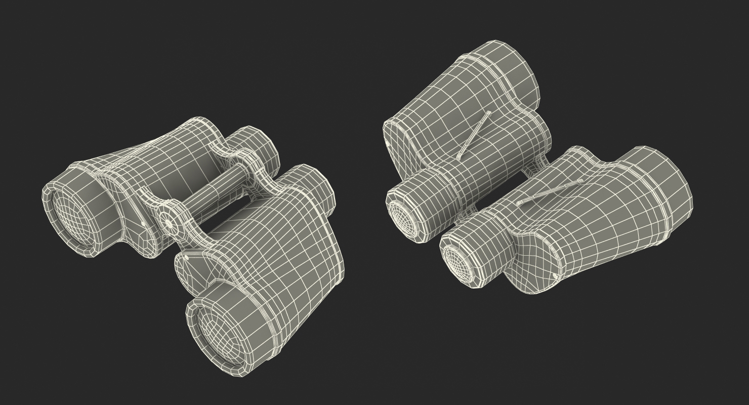 Old Metal Military Binoculars 3D model