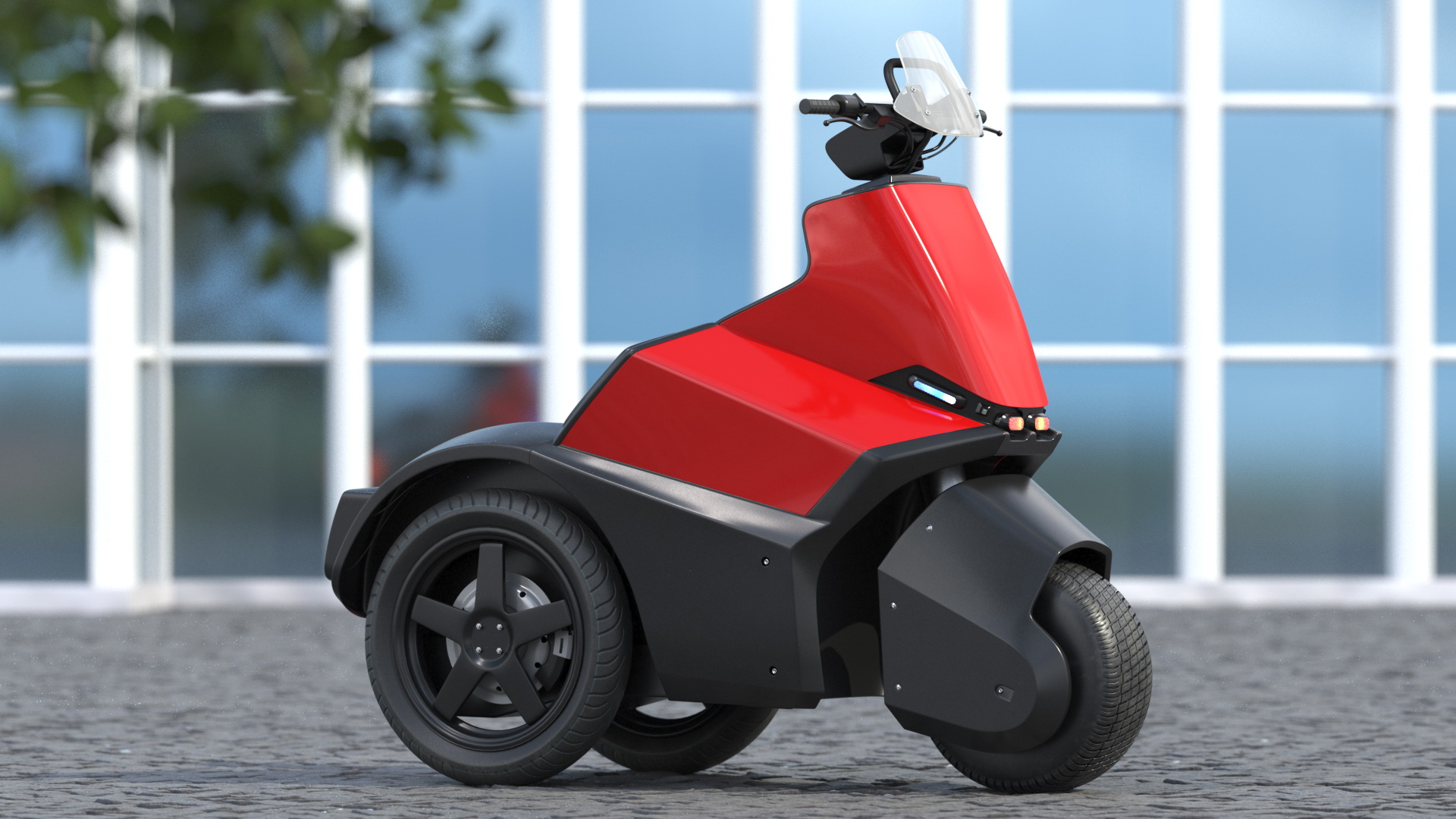 3D Electric Bike Red Light model