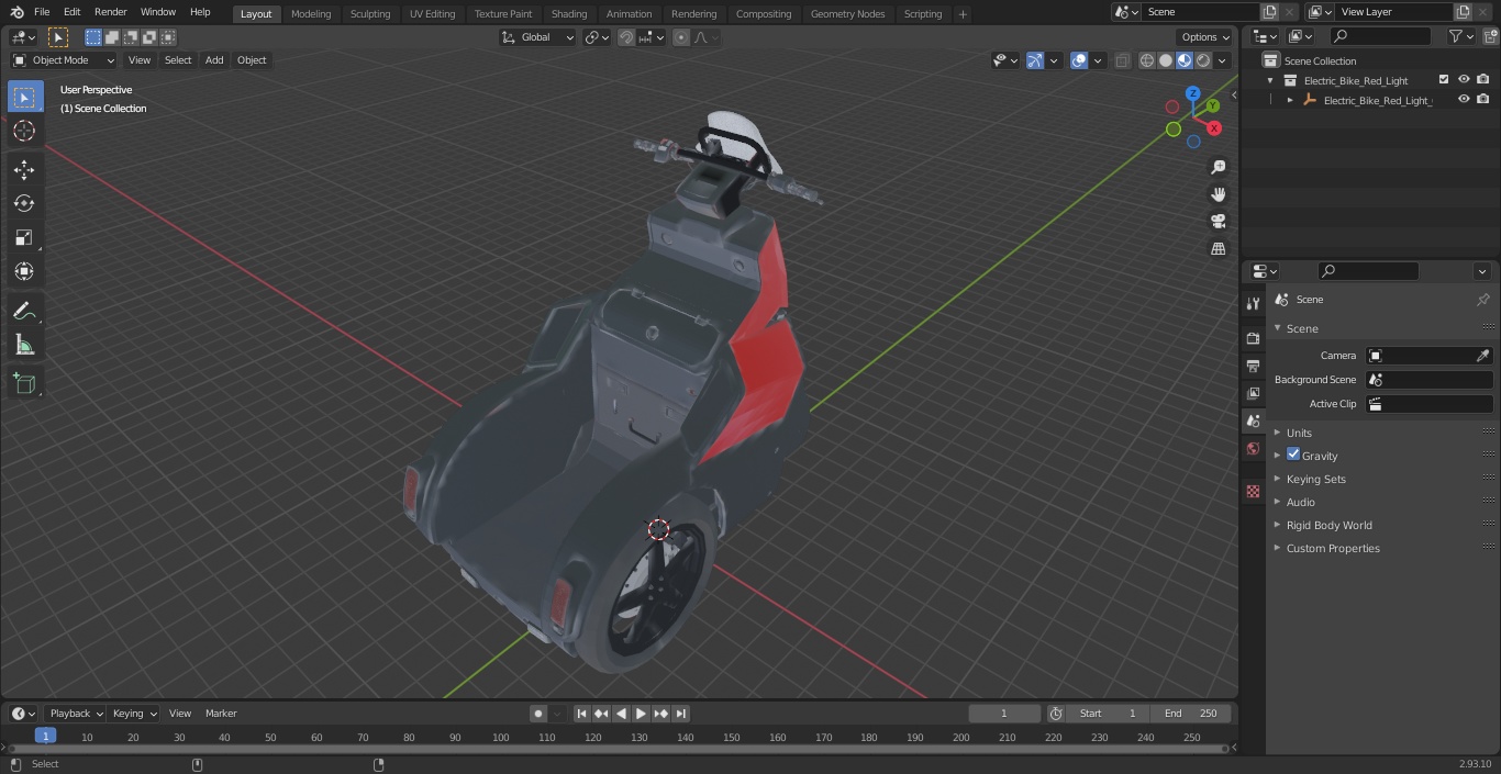 3D Electric Bike Red Light model