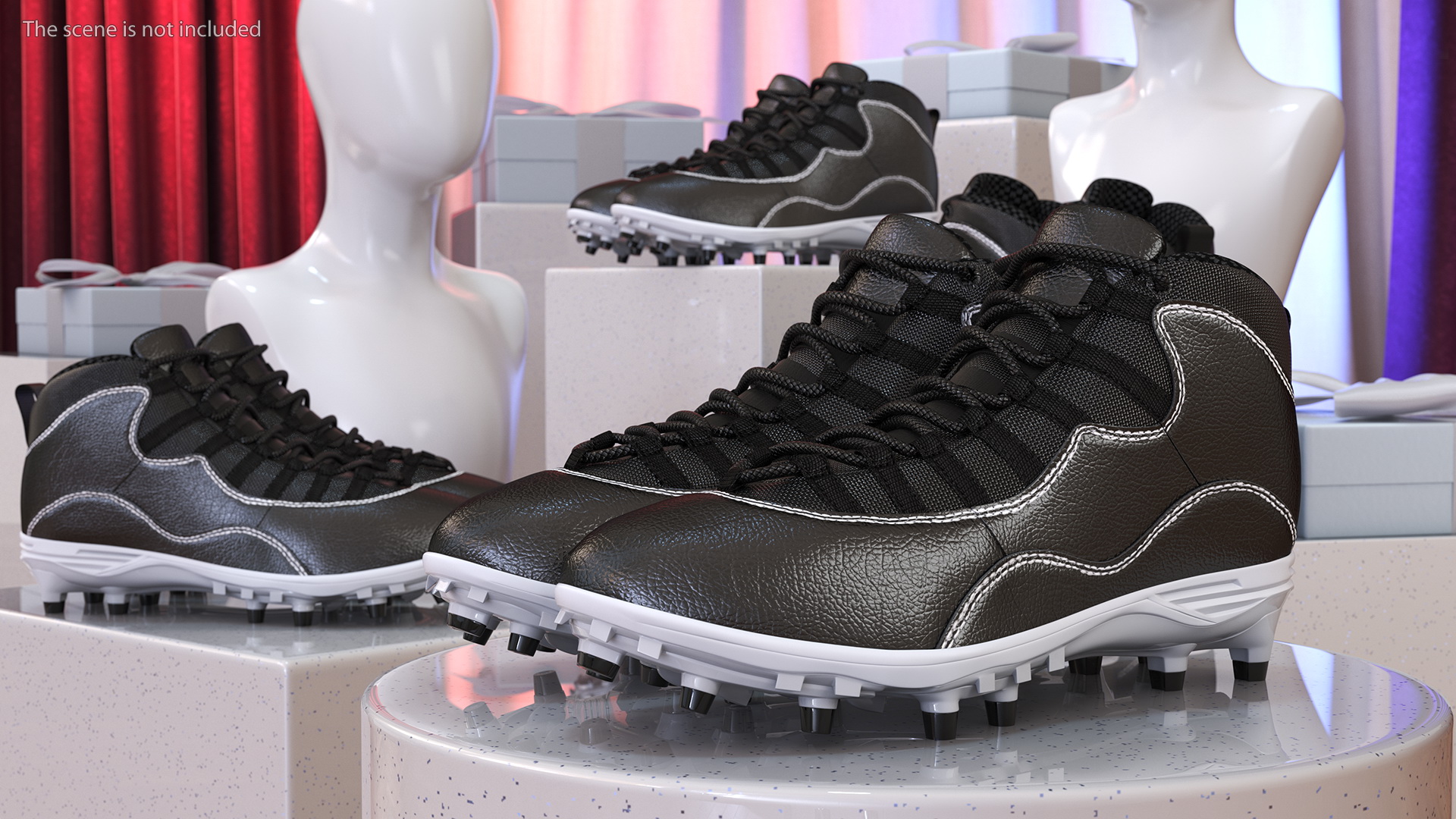 3D Baseball Cleats Black