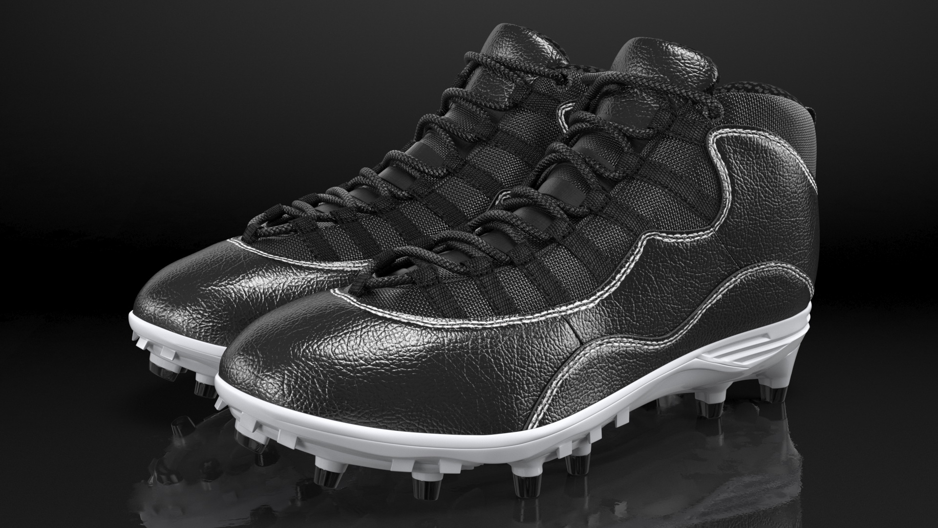 3D Baseball Cleats Black