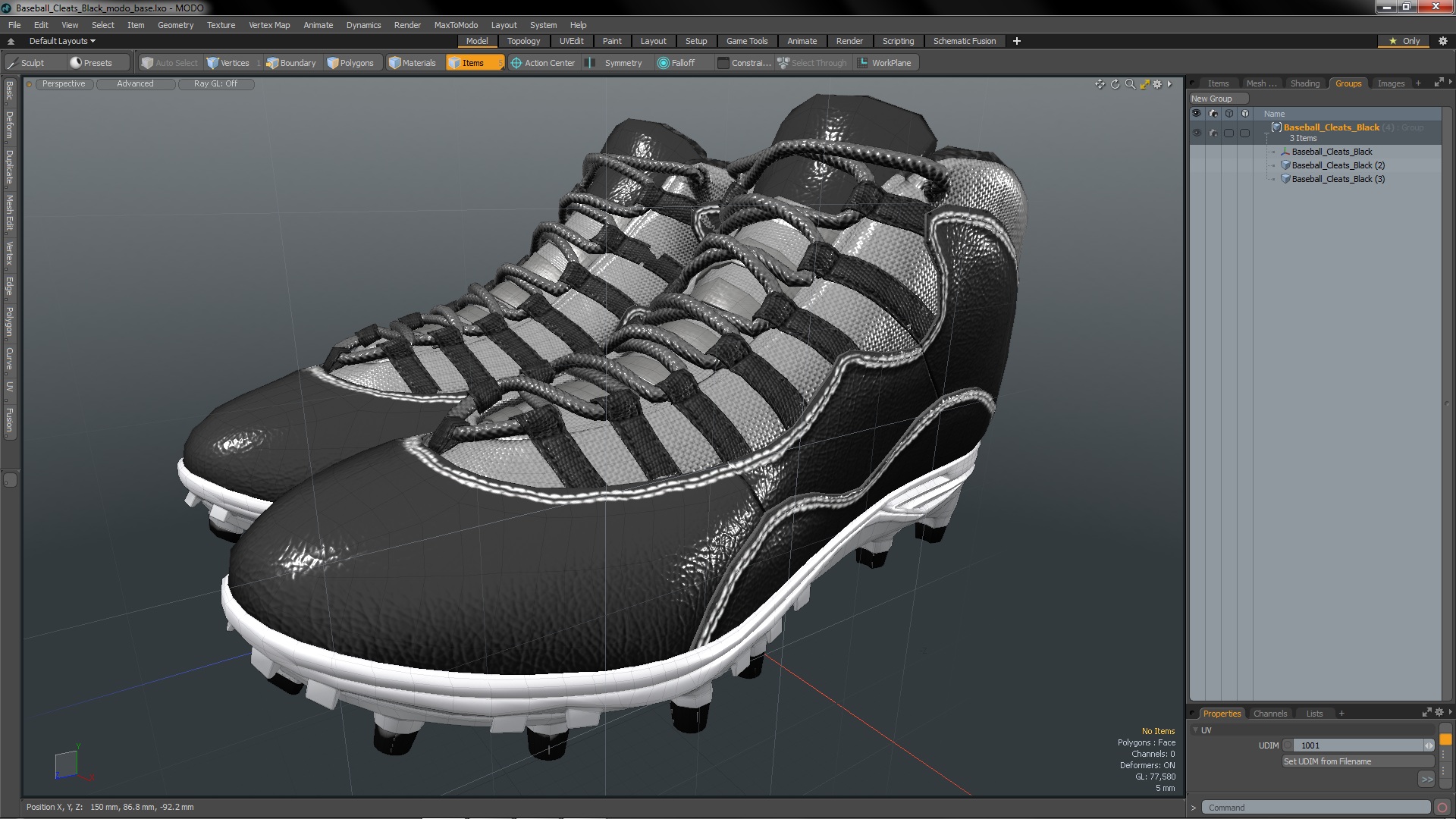 3D Baseball Cleats Black