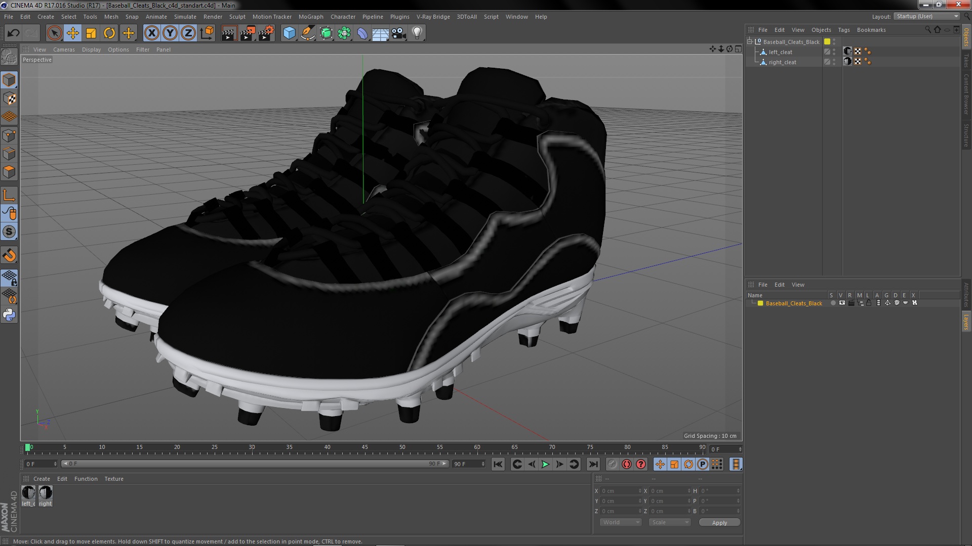 3D Baseball Cleats Black