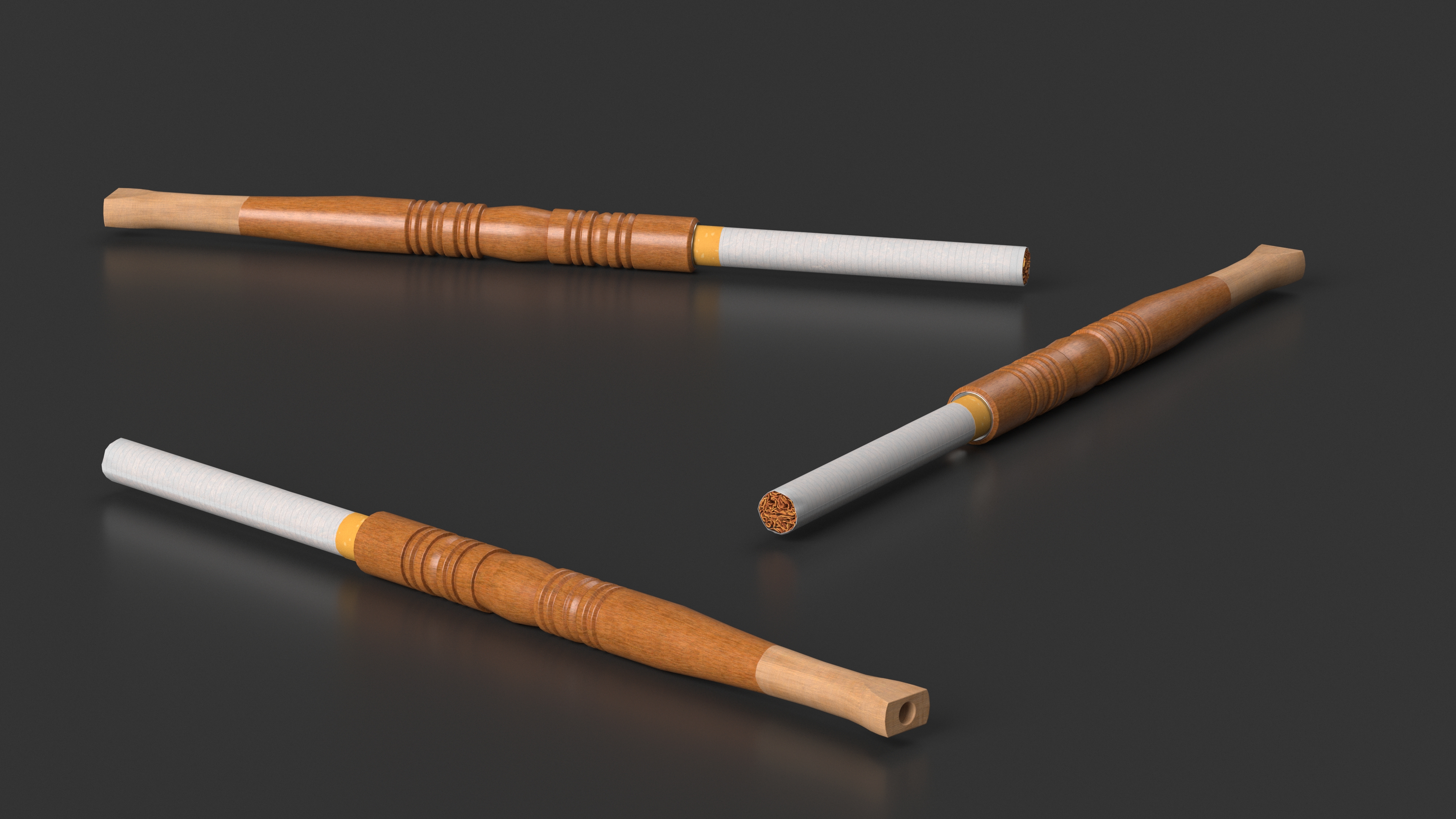 3D Wooden Cigarette Holder with Cigarette model