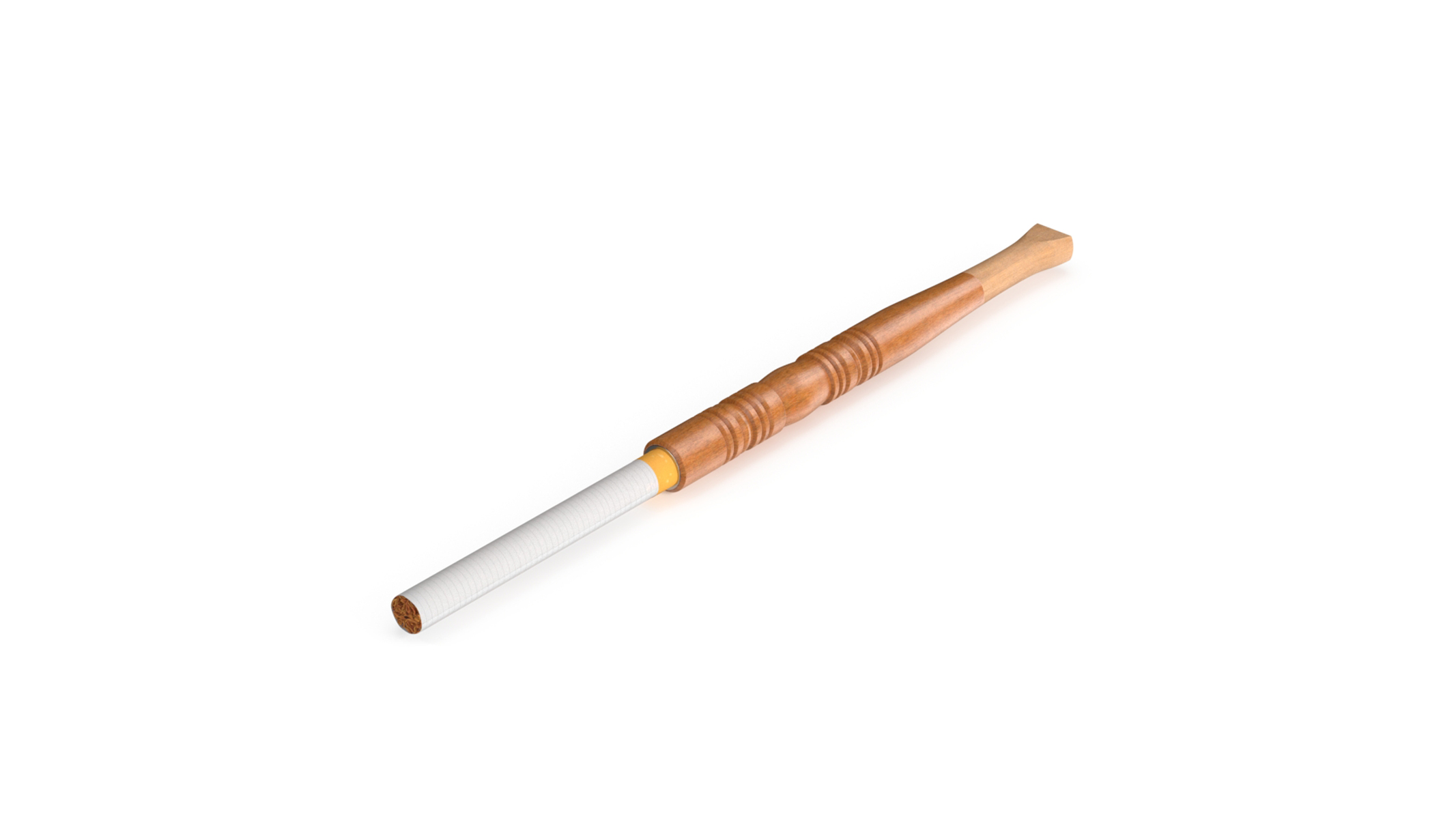 3D Wooden Cigarette Holder with Cigarette model