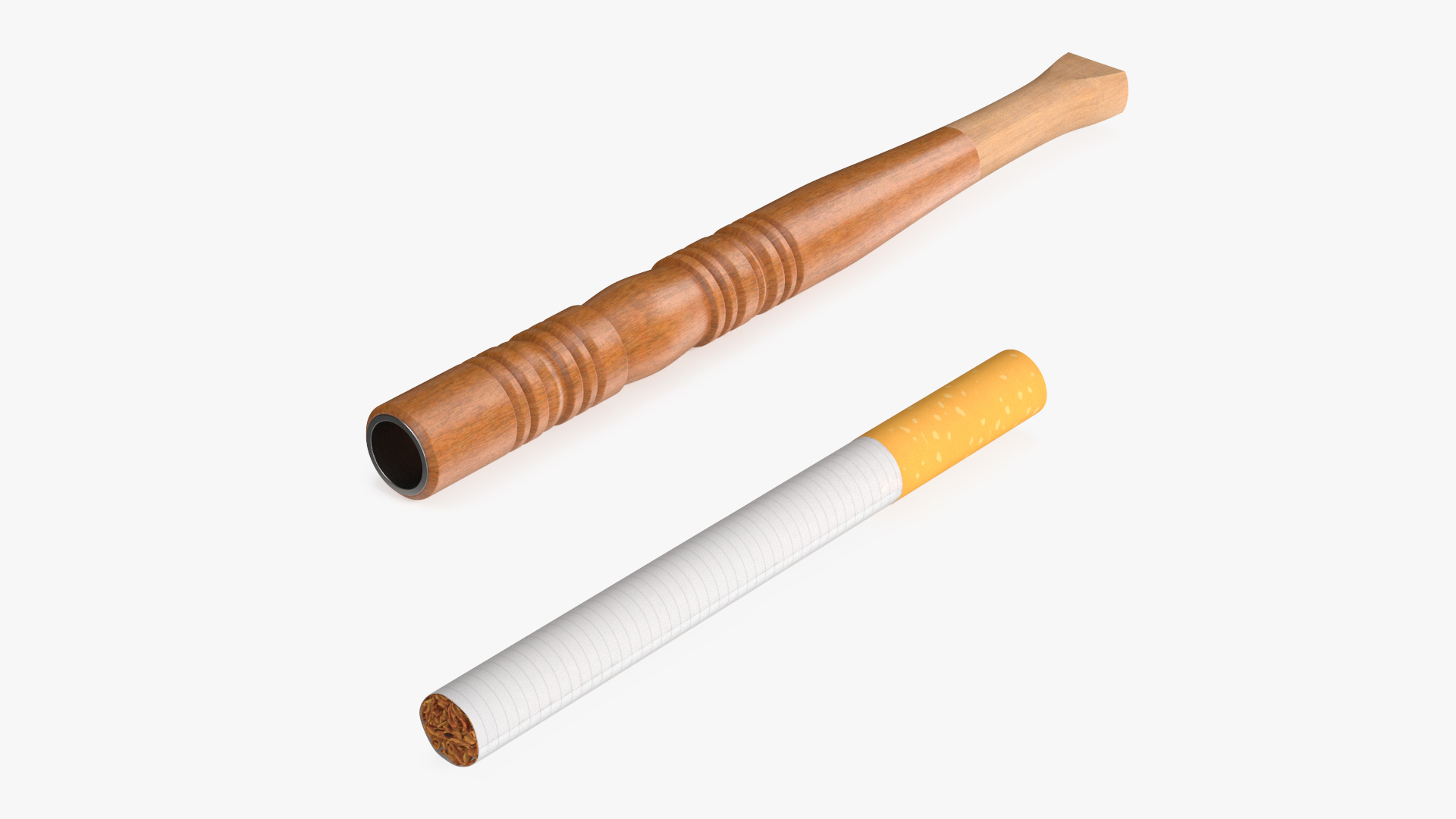 3D Wooden Cigarette Holder with Cigarette model