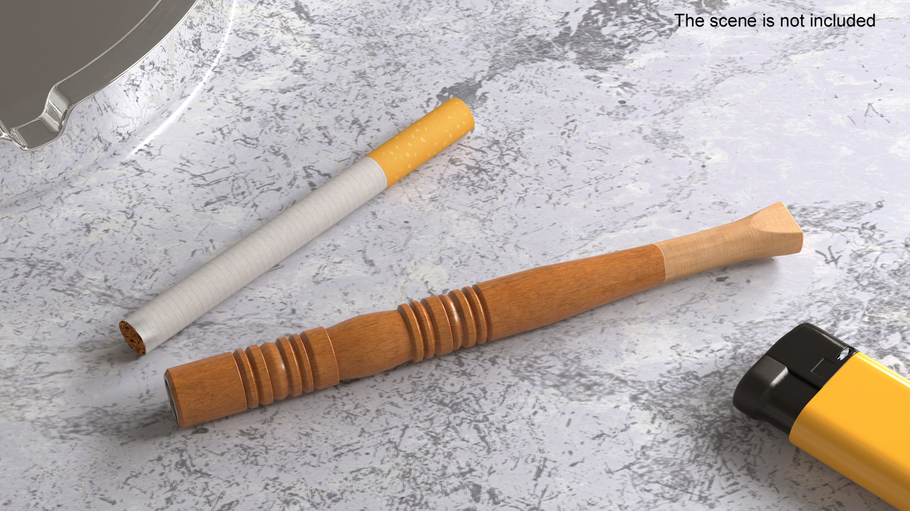 3D Wooden Cigarette Holder with Cigarette model