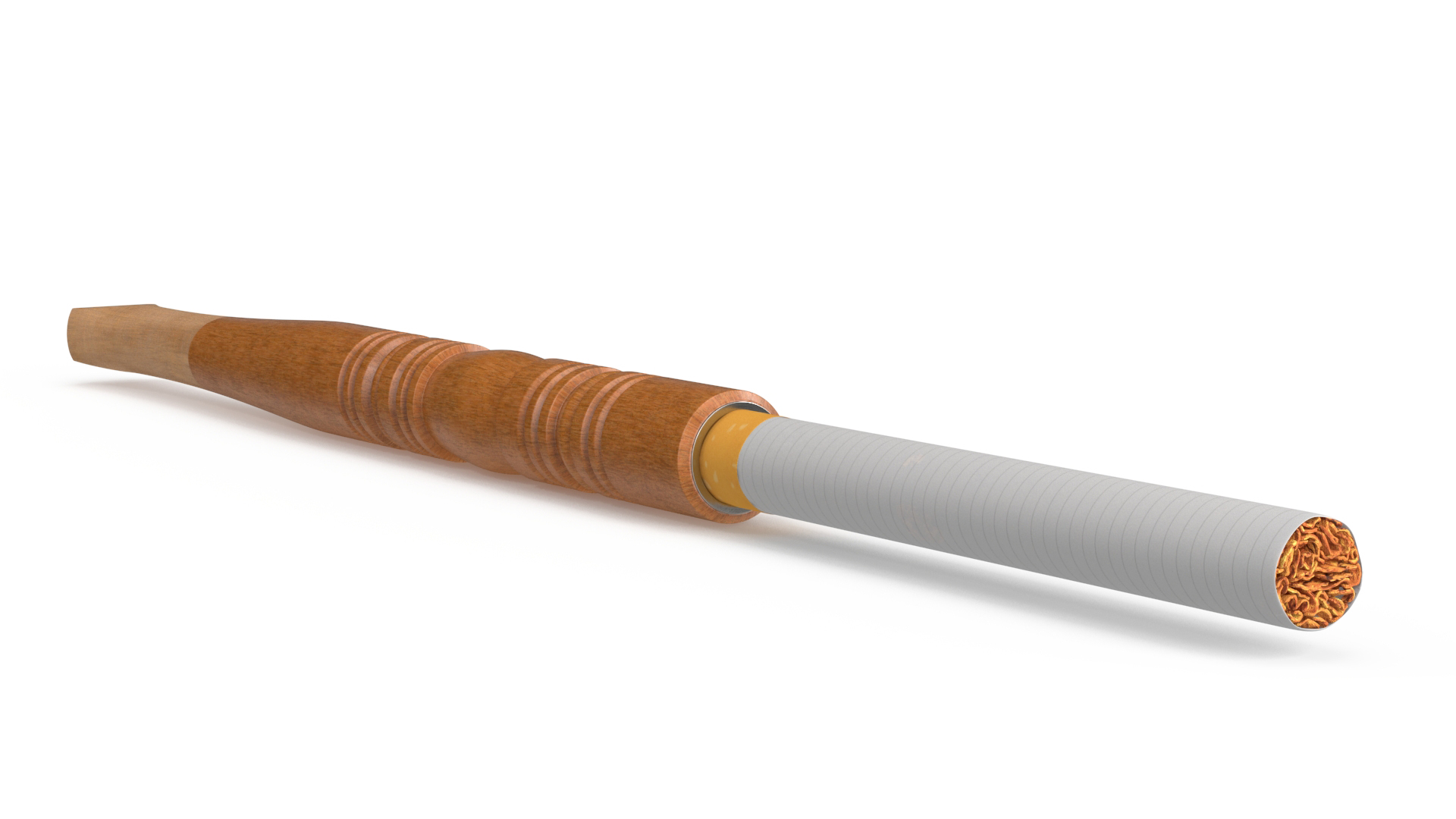 3D Wooden Cigarette Holder with Cigarette model