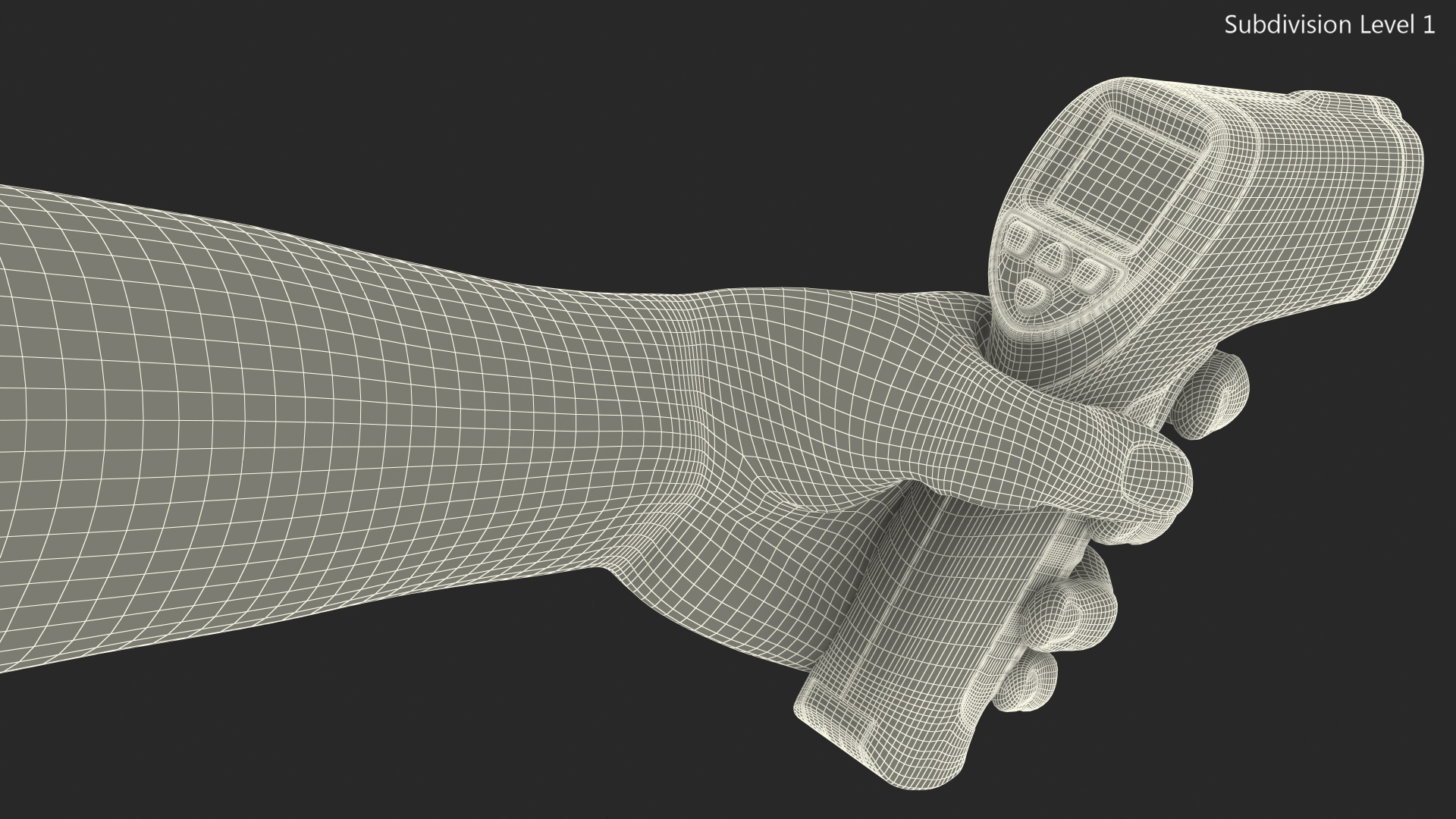 Infrared Forehead Thermometer in Hand Rigged 3D model