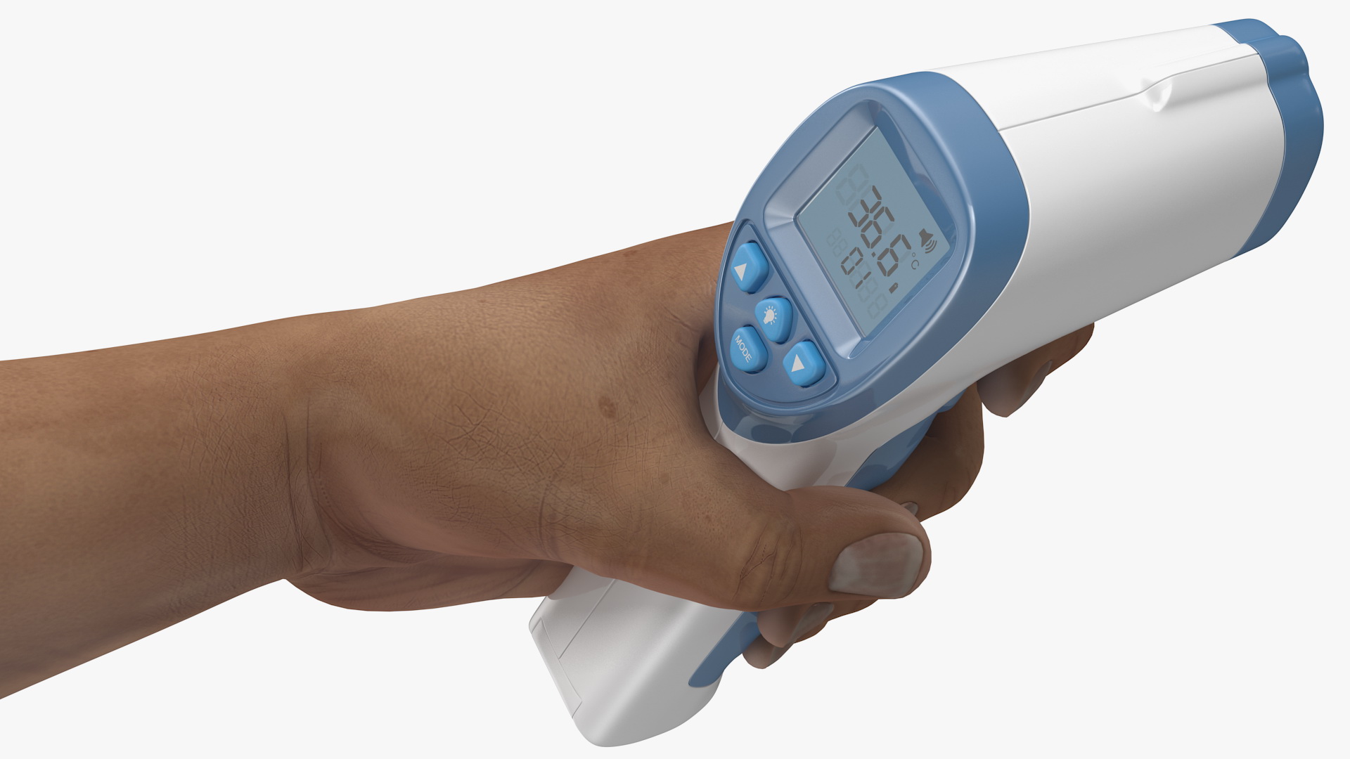 Infrared Forehead Thermometer in Hand Rigged 3D model