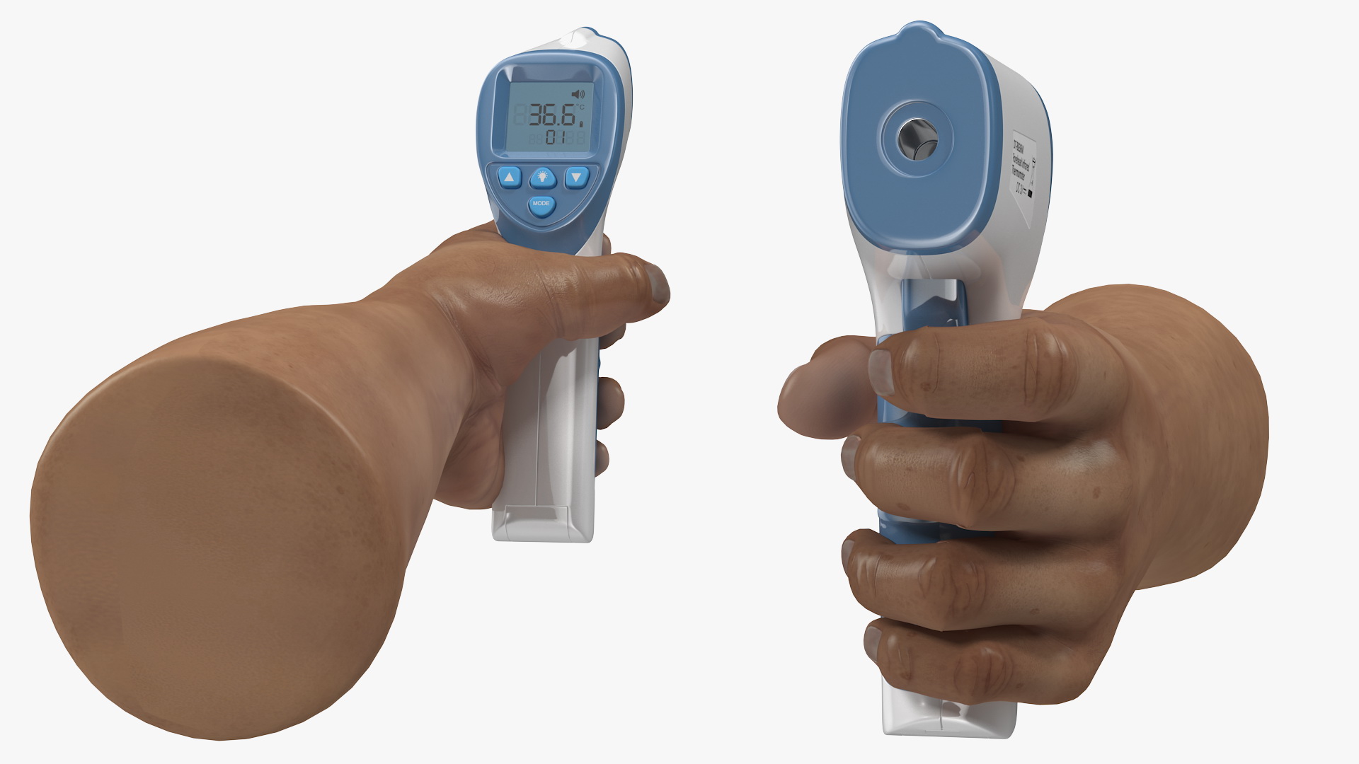 Infrared Forehead Thermometer in Hand Rigged 3D model