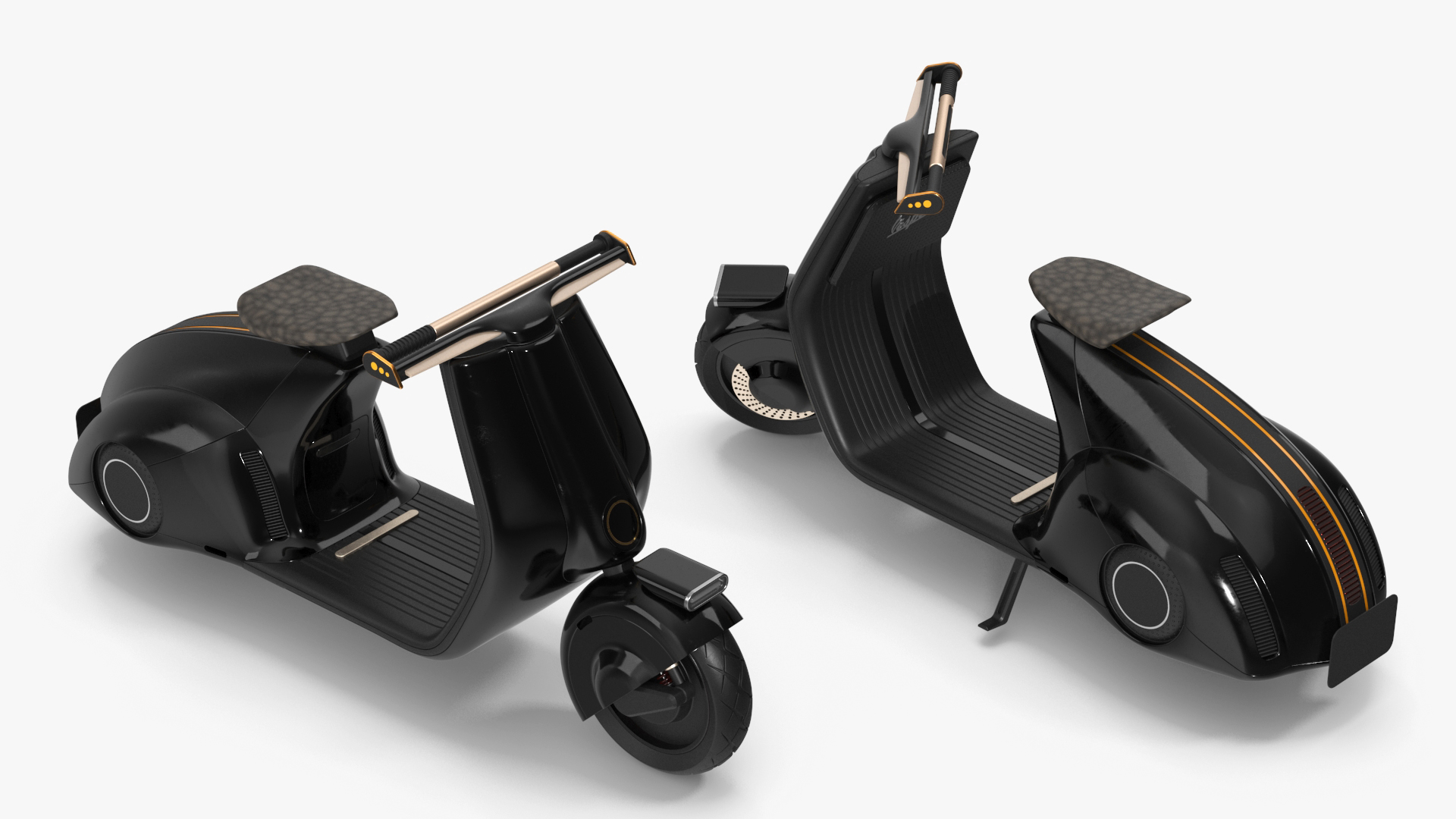 3D model Futuristic Electric Scooter Black Rigged