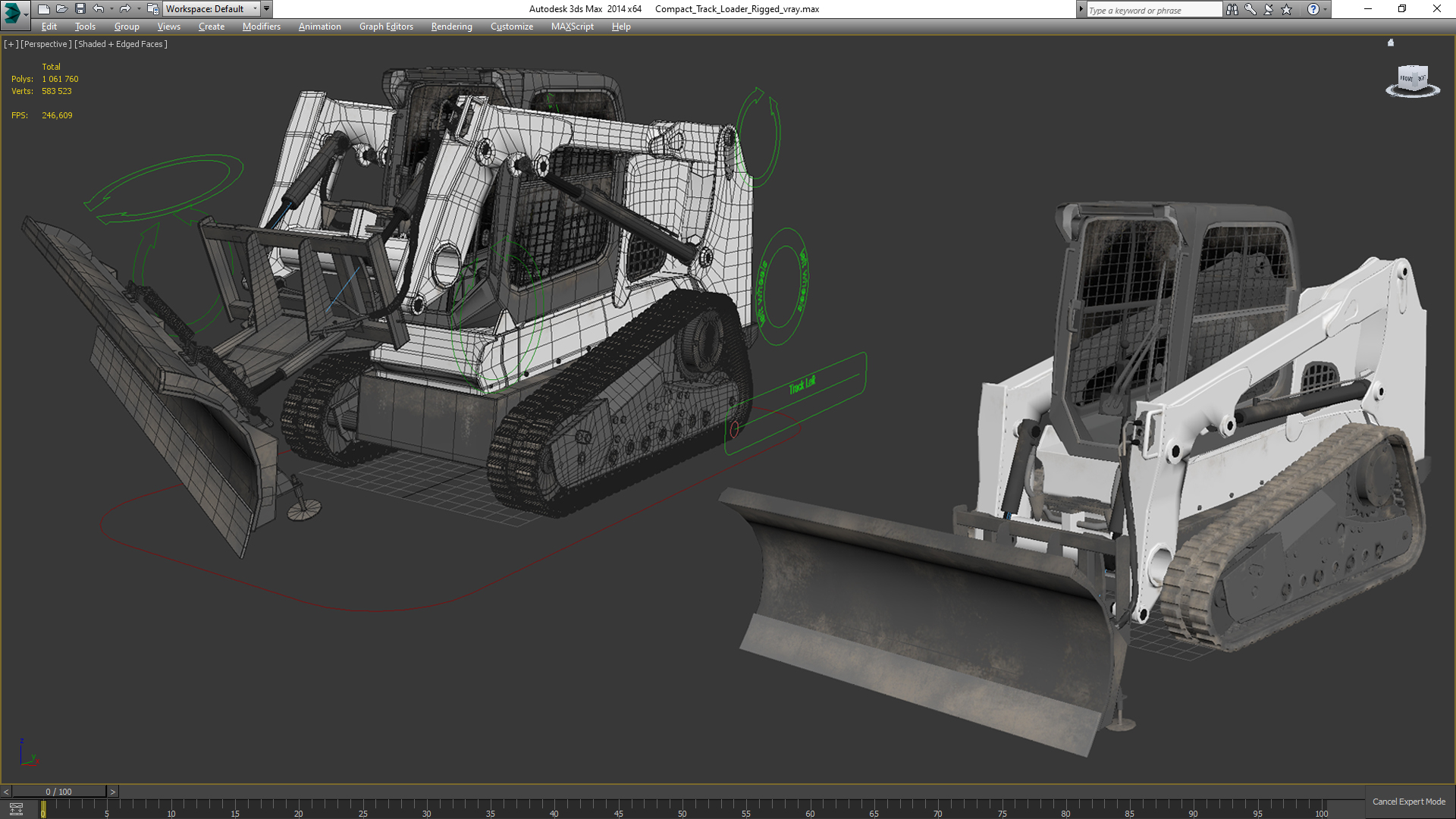 3D Compact Track Loader Rigged for Maya