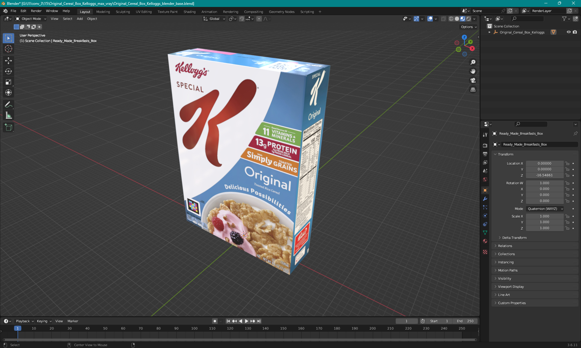 3D Original Cereal Box Kelloggs model