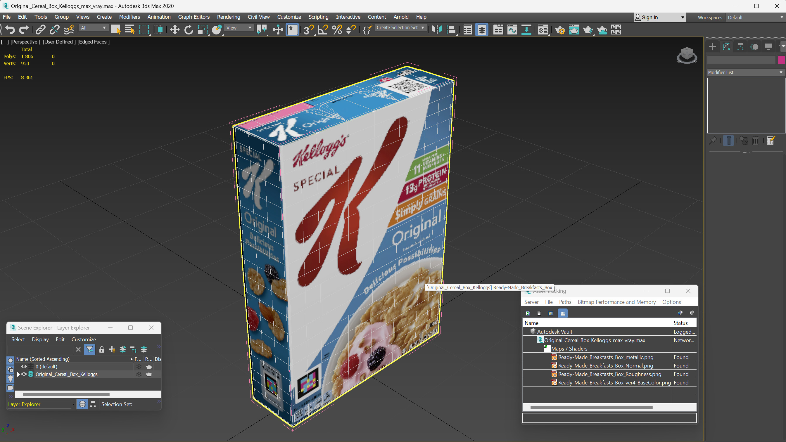 3D Original Cereal Box Kelloggs model