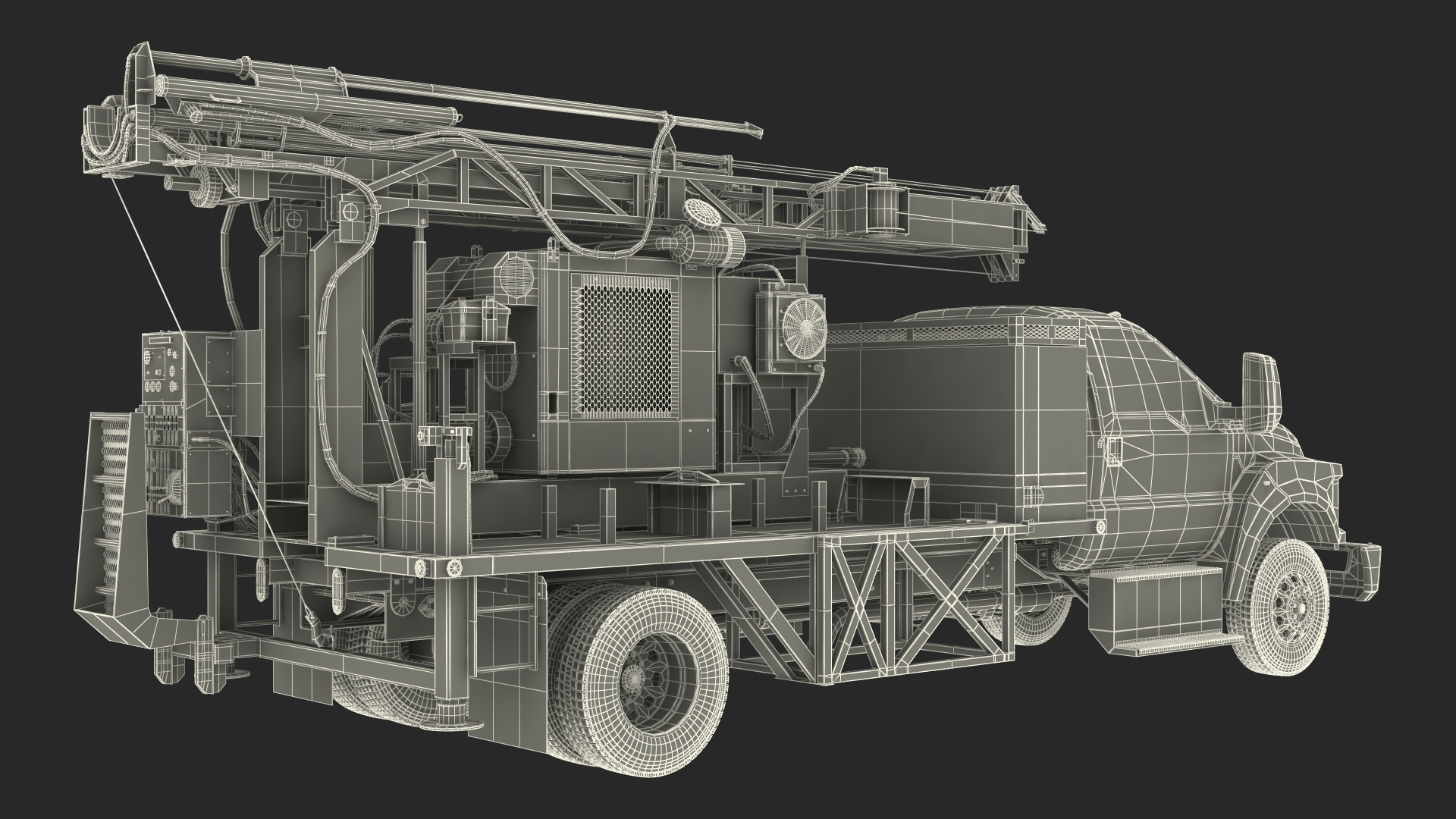 International Mechanical Mobile Drill Rig Truck Orange 3D model