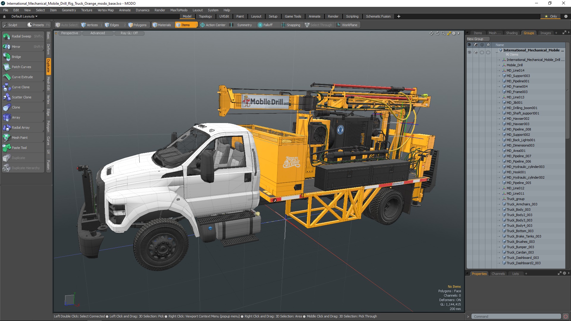 International Mechanical Mobile Drill Rig Truck Orange 3D model