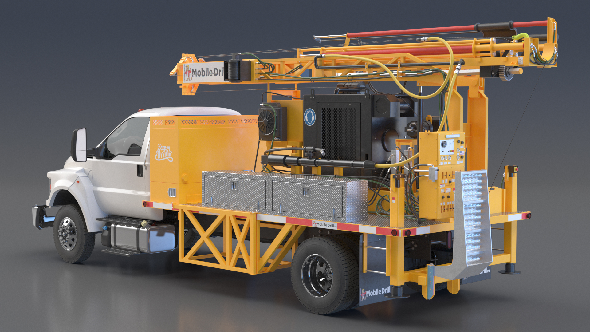 International Mechanical Mobile Drill Rig Truck Orange 3D model