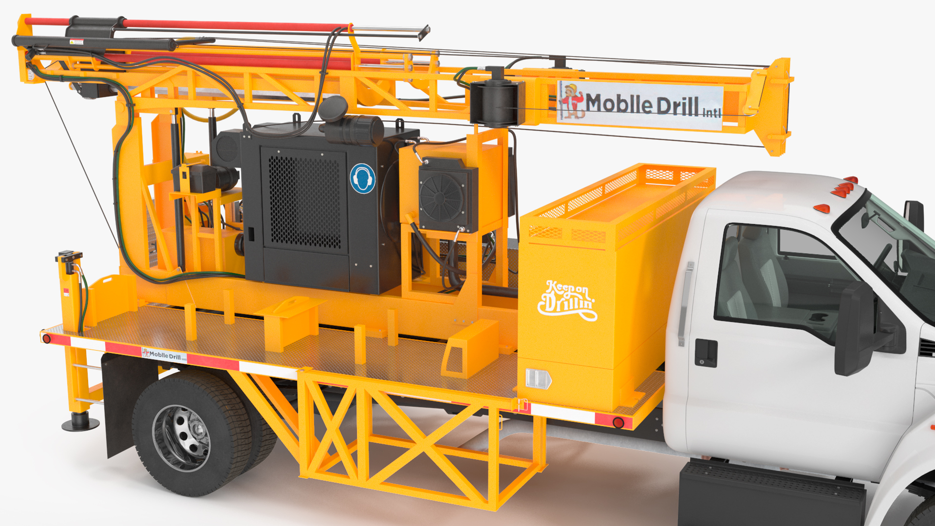 International Mechanical Mobile Drill Rig Truck Orange 3D model