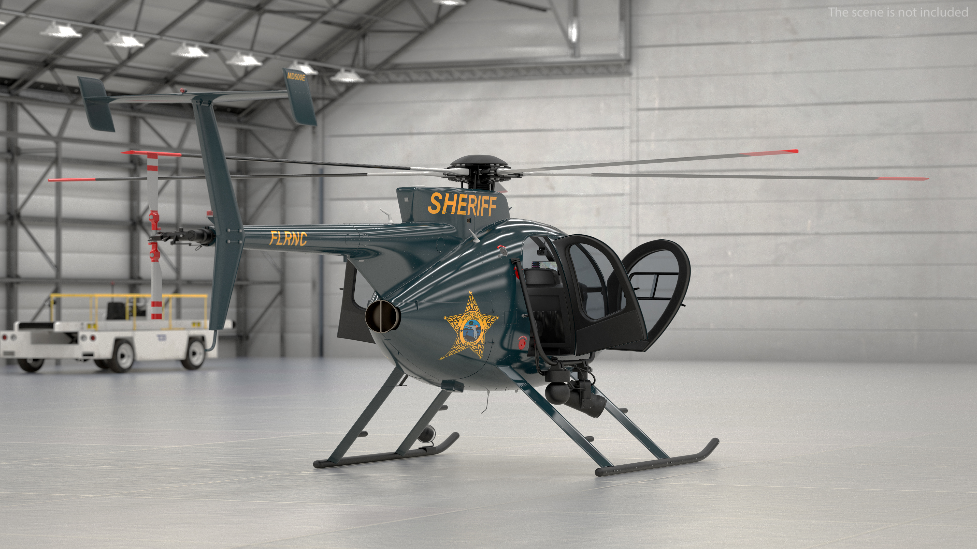 3D MD 500E Sheriff Helicopter Rigged model