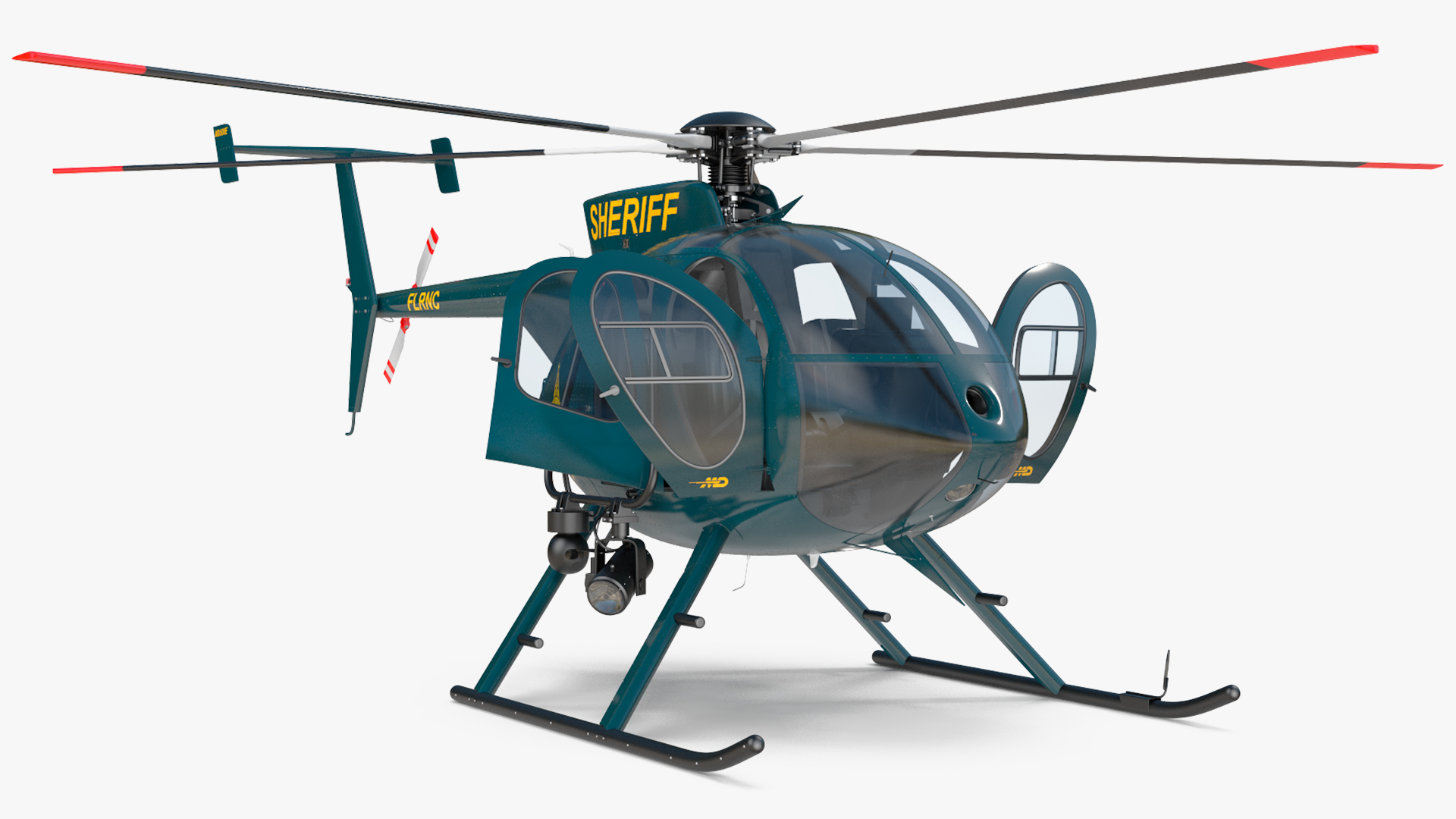 3D MD 500E Sheriff Helicopter Rigged model