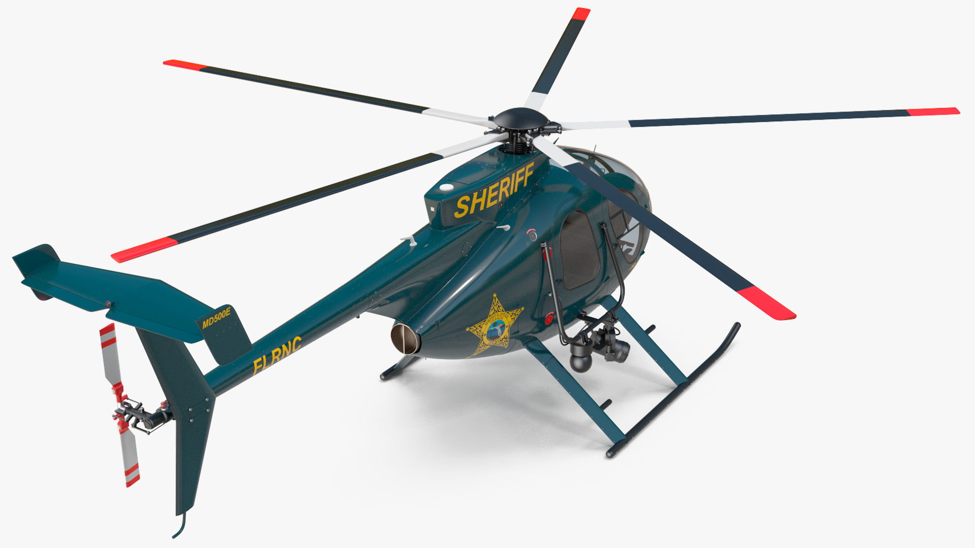 3D MD 500E Sheriff Helicopter Rigged model