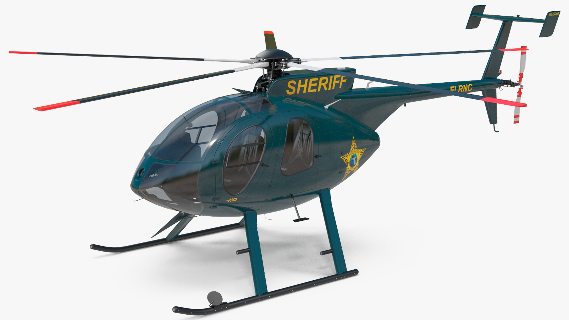 3D MD 500E Sheriff Helicopter Rigged model