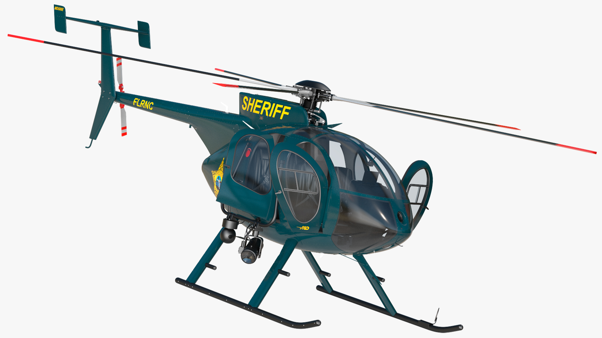 3D MD 500E Sheriff Helicopter Rigged model