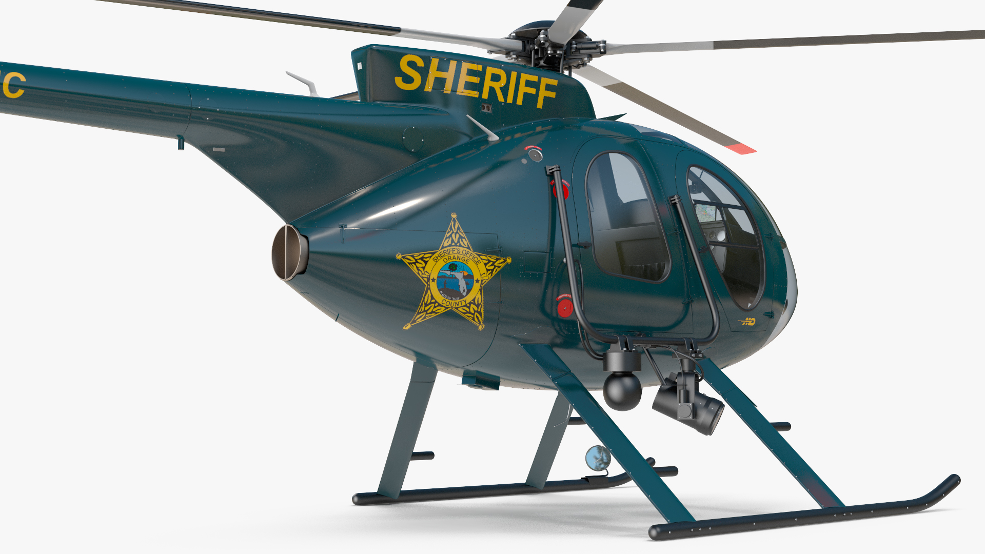 3D MD 500E Sheriff Helicopter Rigged model